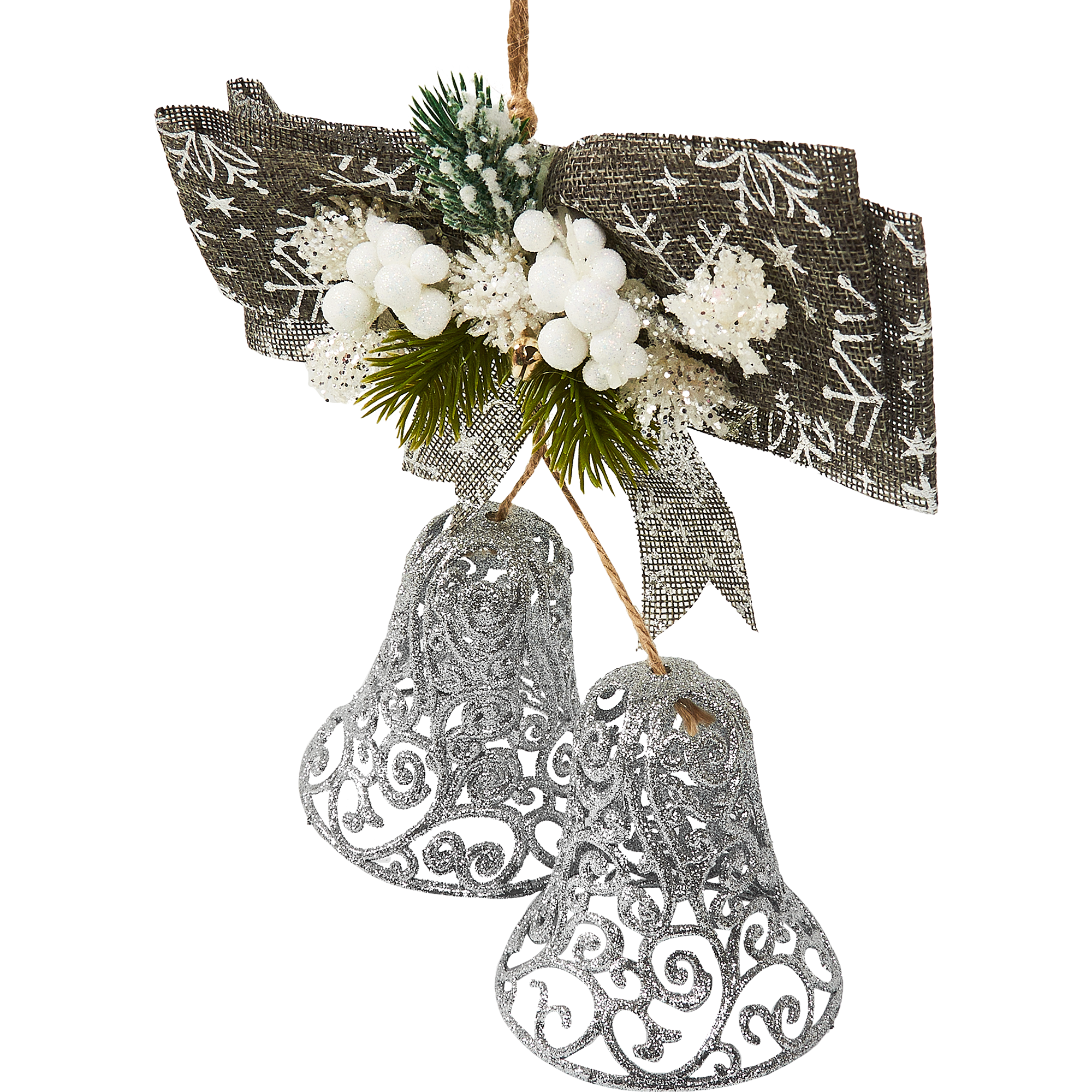 Изображение товара Новогоднее украшение Колокольчики 30x30 см серебро елочная игрушка