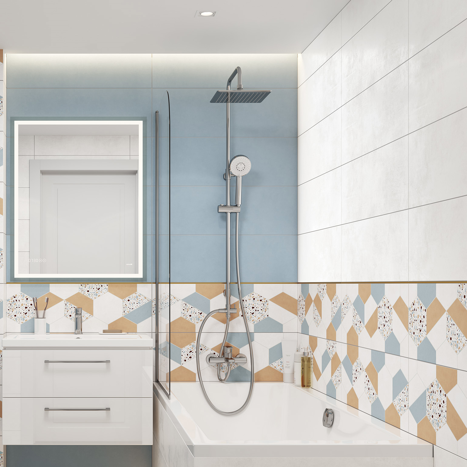 Изображение товара Настенная плитка Cersanit Terra 25x75 см светло-серая для стен ванной кухни