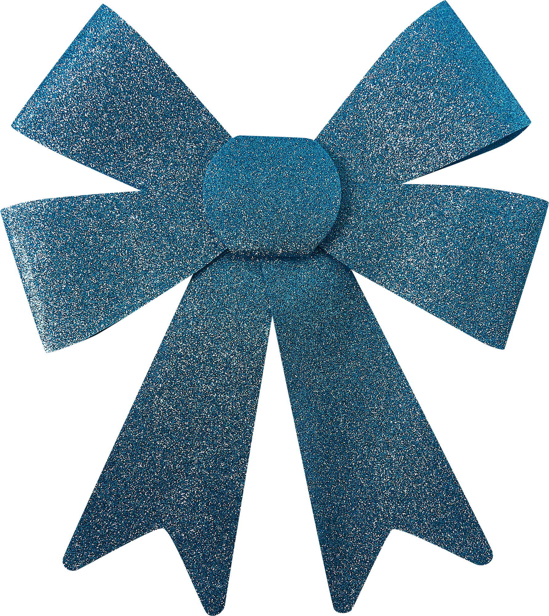 Изображение товара Украшение бант с блестками из ПВХ голубой 21х30 см для новогоднего декора