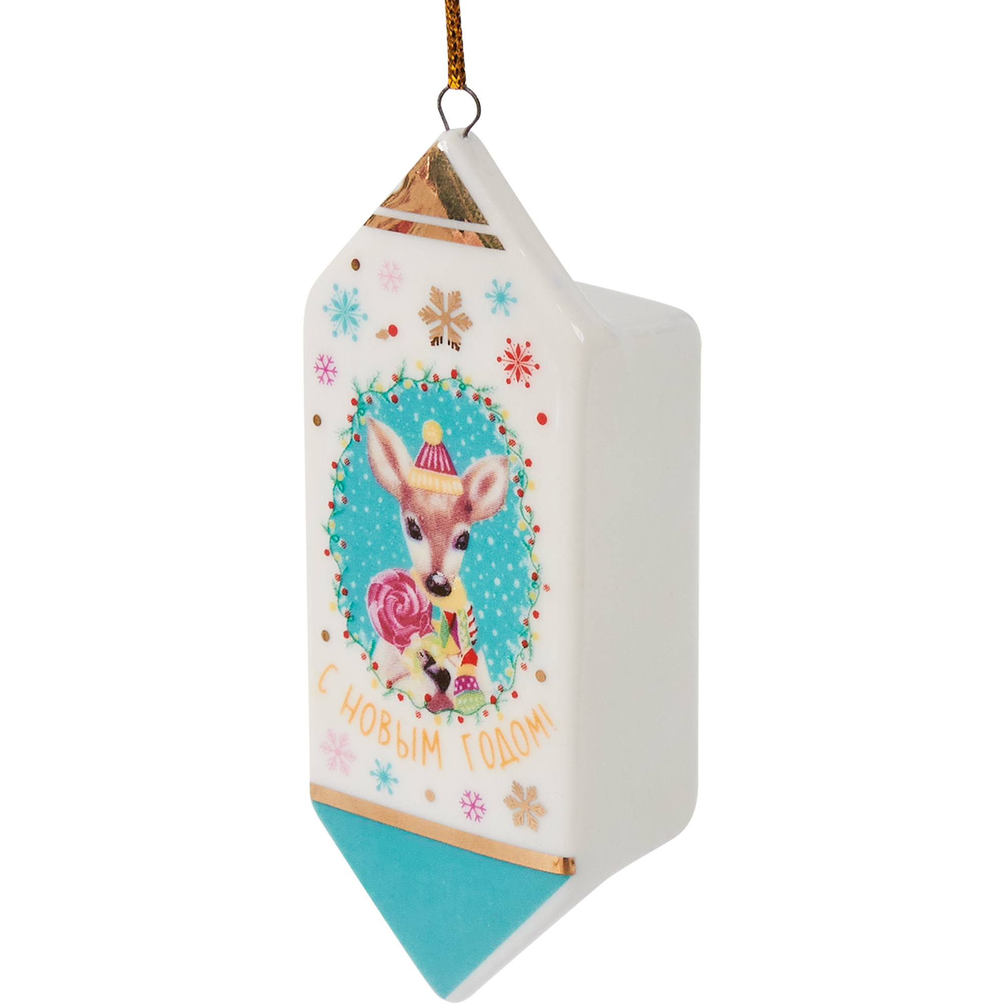 Изображение товара Подвесное украшение Christmas Конфета 2х9 см фарфор мультиколор