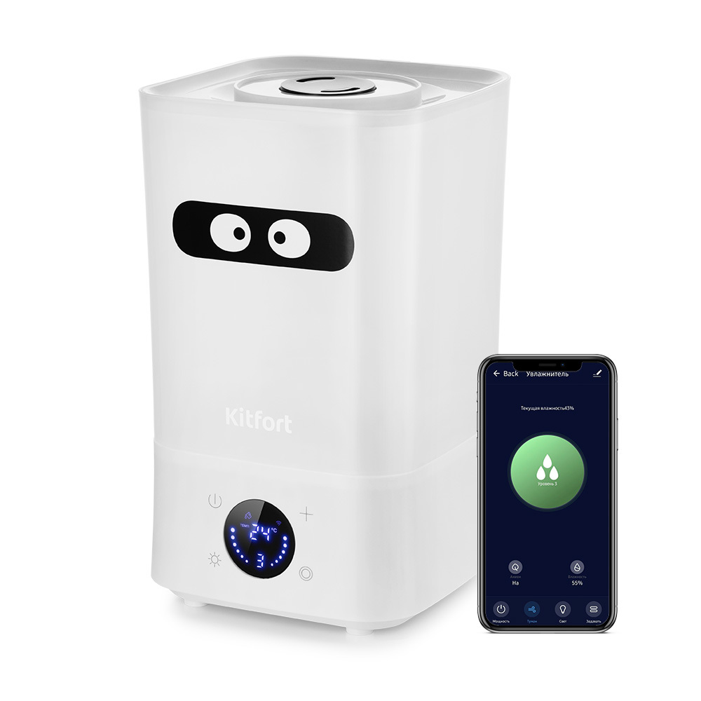 Изображение товара Увлажнитель воздуха KITFORT КТ-2837 с WiFi и ионизацией белый