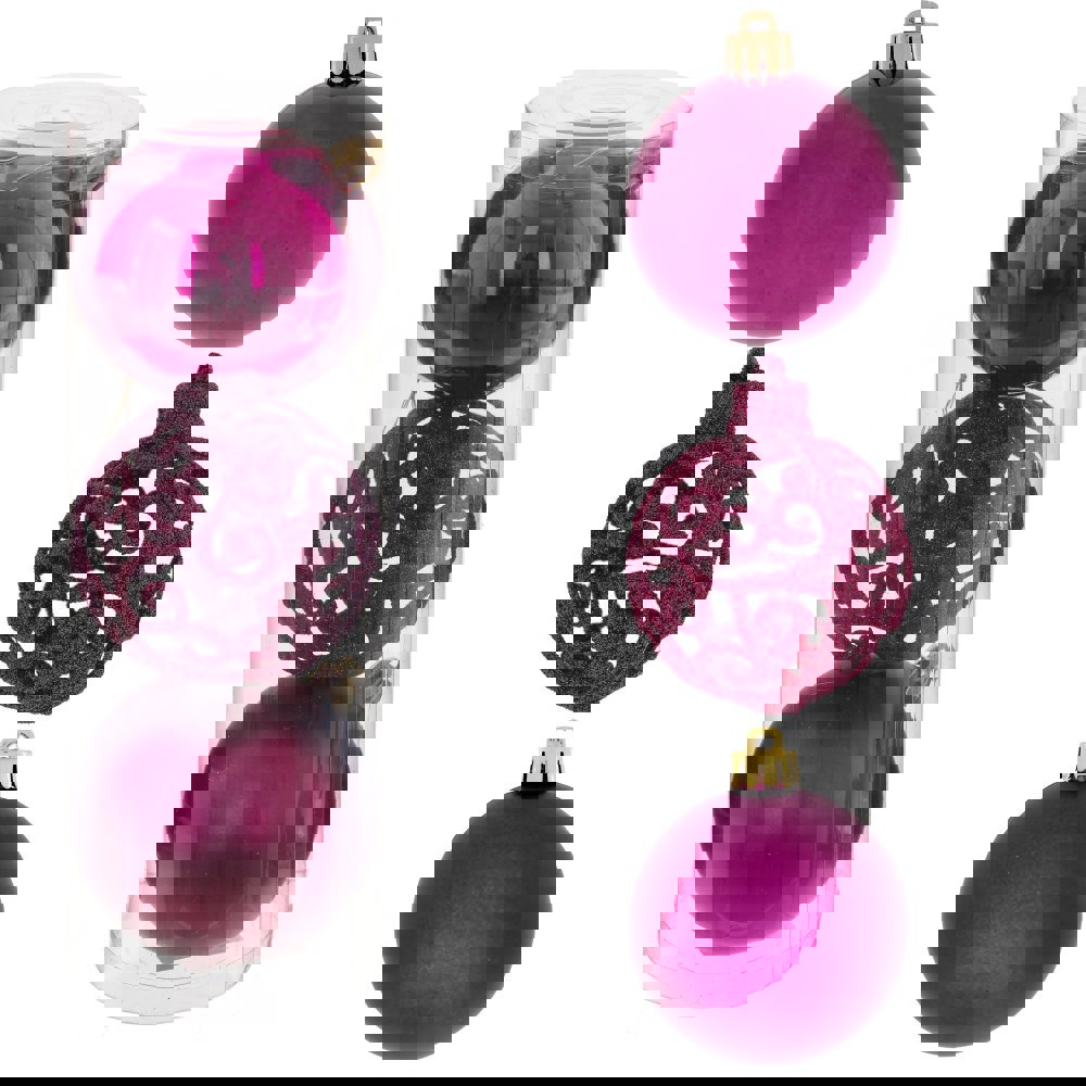 Изображение товара Набор елочных шаров из 3 шт. диаметром 8 см с глиттером и разной фактурой