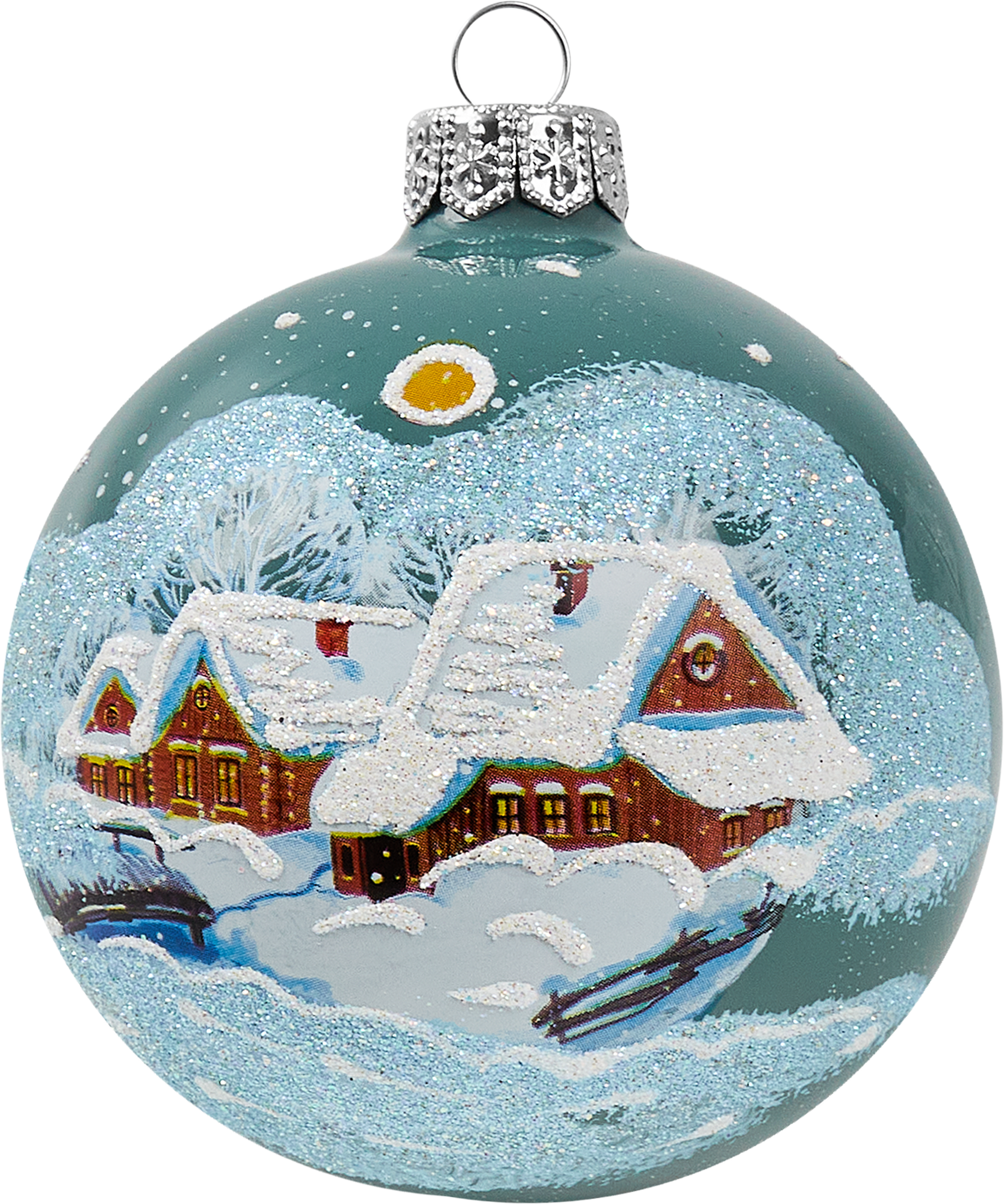 Изображение товара Шар Зимние домики КУ-80-214181 Коломеев 8x9 см