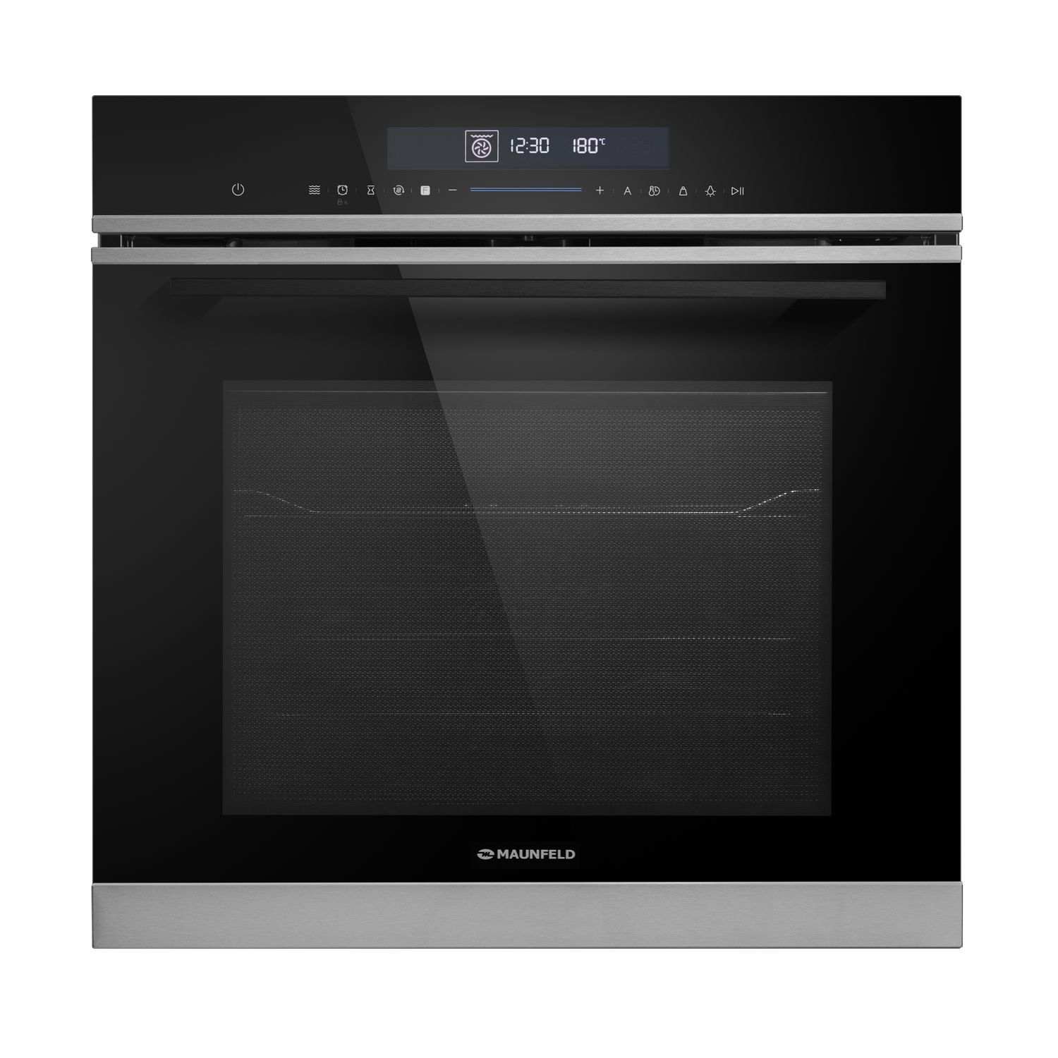 Изображение товара Электрический встраиваемый духовой шкаф Maunfeld MEOR7217SMB черный с грилем 72 л