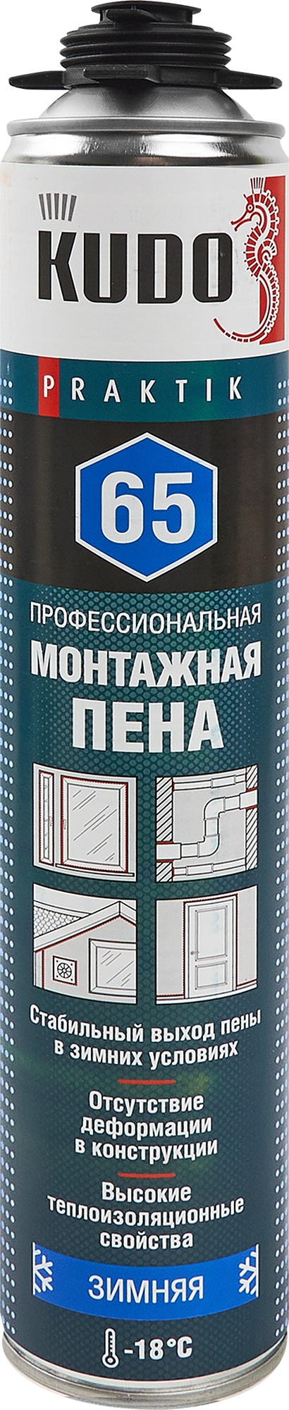 Изображение товара Пена монтажная профессиональная Kudo Praktik 65 зимняя Изображение товара Пена монтажная профессиональная Kudo Praktik 65 зимняя