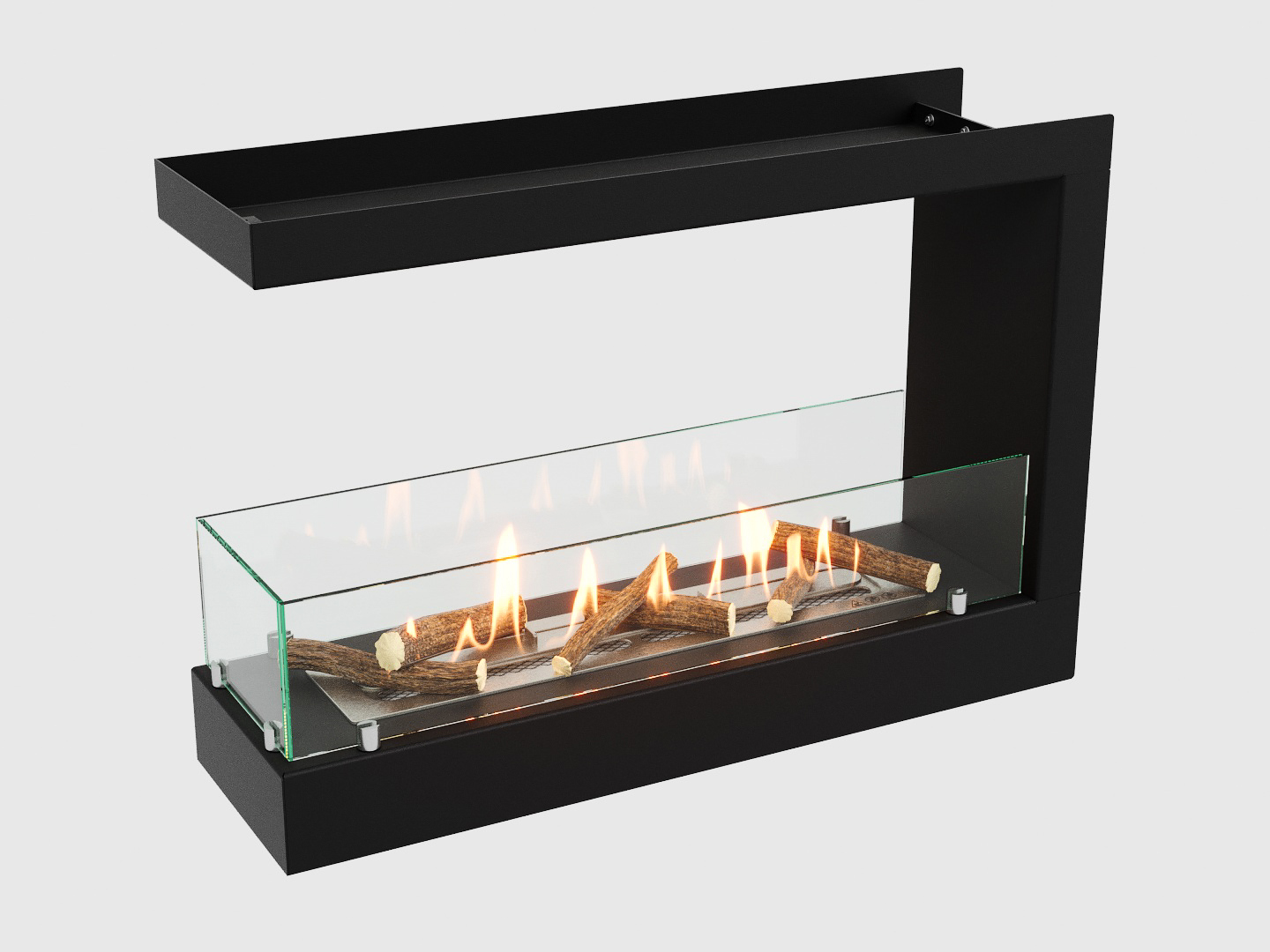 Изображение товара Встраиваемый торцевой биокамин Lux Fire 690S черный для помещений от 18 м2