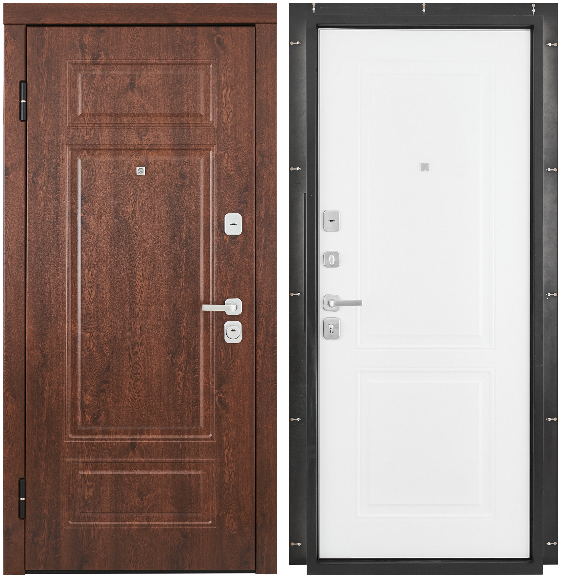 Изображение товара Входная металлическая дверь Мельбурн 86x201 см левое открывание белая с броненакладкой Изображение товара Входная металлическая дверь Мельбурн 86x201 см левое открывание белая с броненакладкой