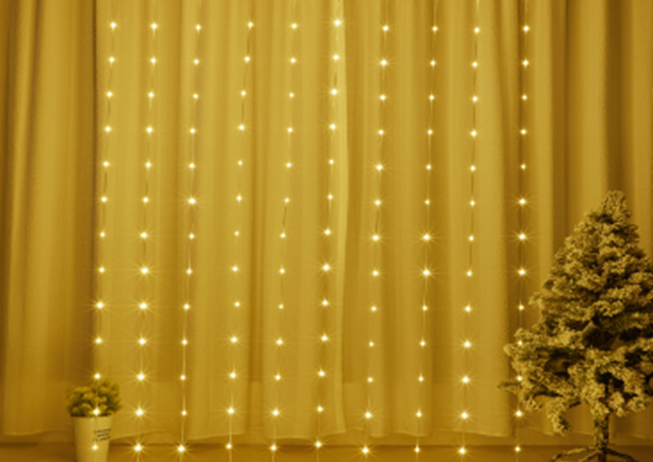 Изображение товара Электрогирлянда China dans hx-5 роса 3x3 м 600 ламп теплый белый с пультом управления