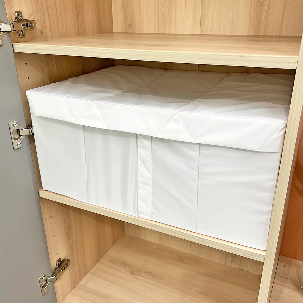 Короб для хранения с крышкой 55x18x39 см полиэстер цвет белый - 11