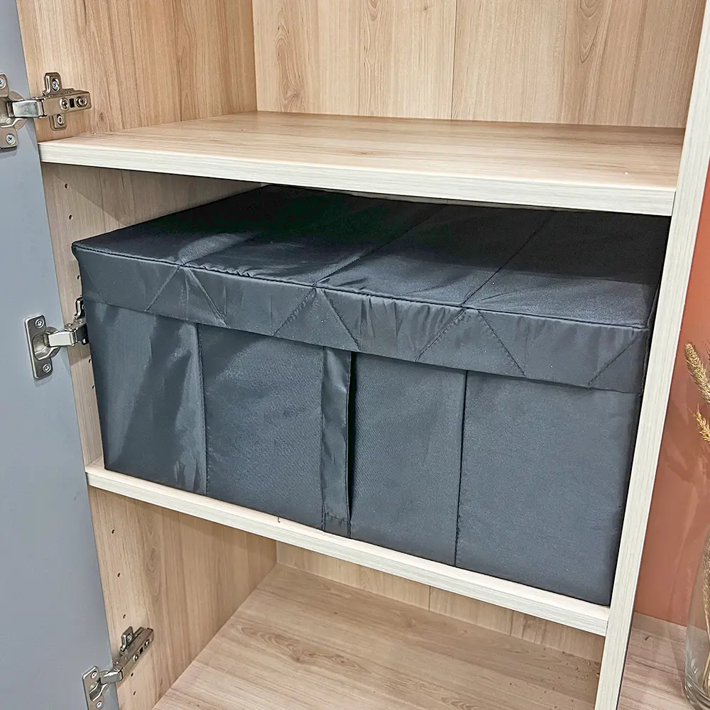 Короб для хранения с крышкой 55x18x39 см полиэстер цвет черный - 14