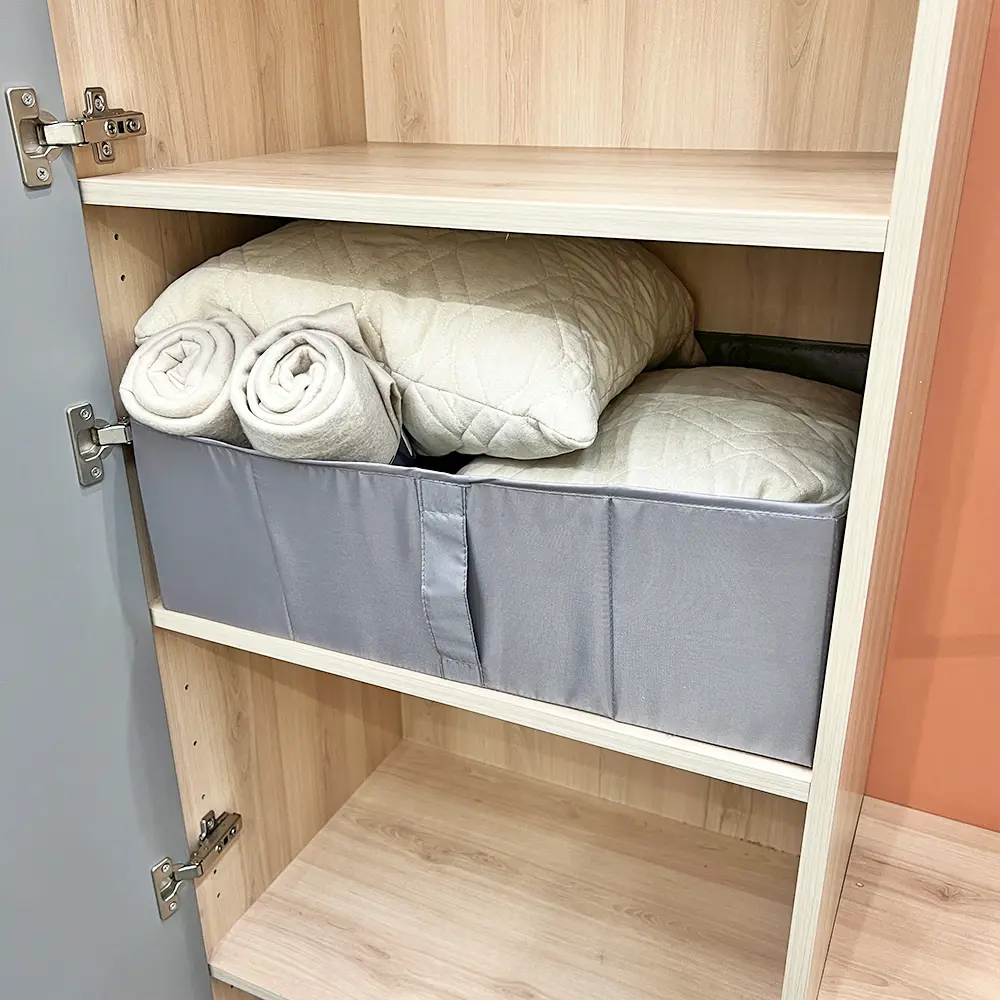 Короб для хранения с крышкой 55x18x52 полиэстер цвет серый - 6