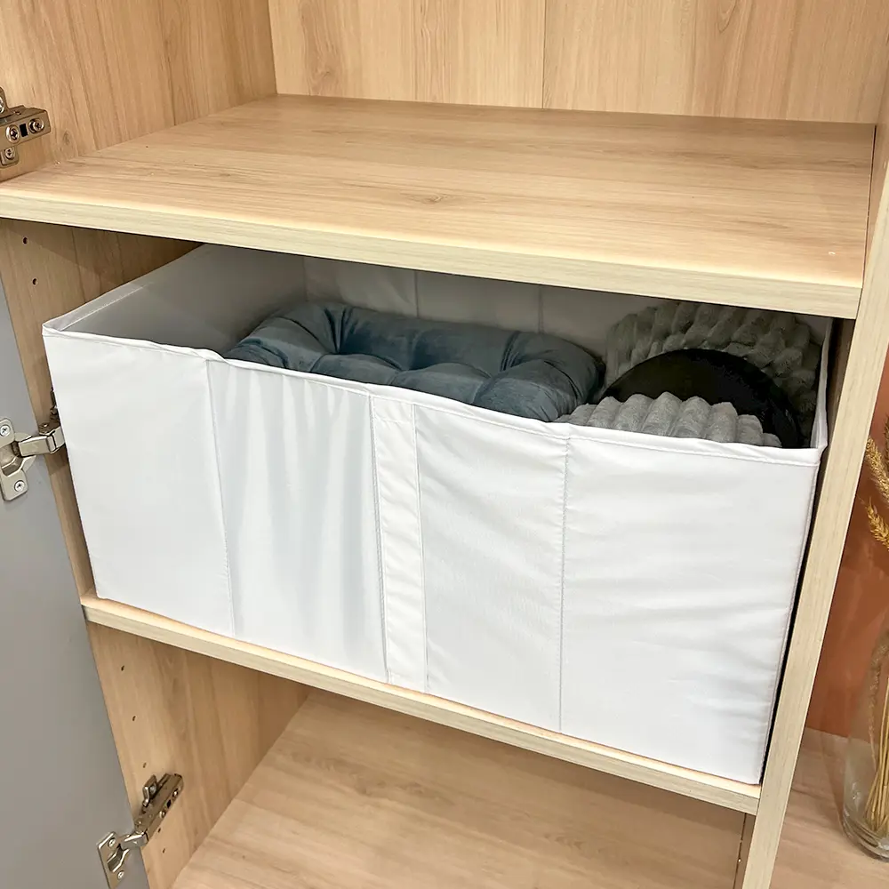 Короб для хранения без крышки 55x25x39 см полиэстер цвет белый - 11