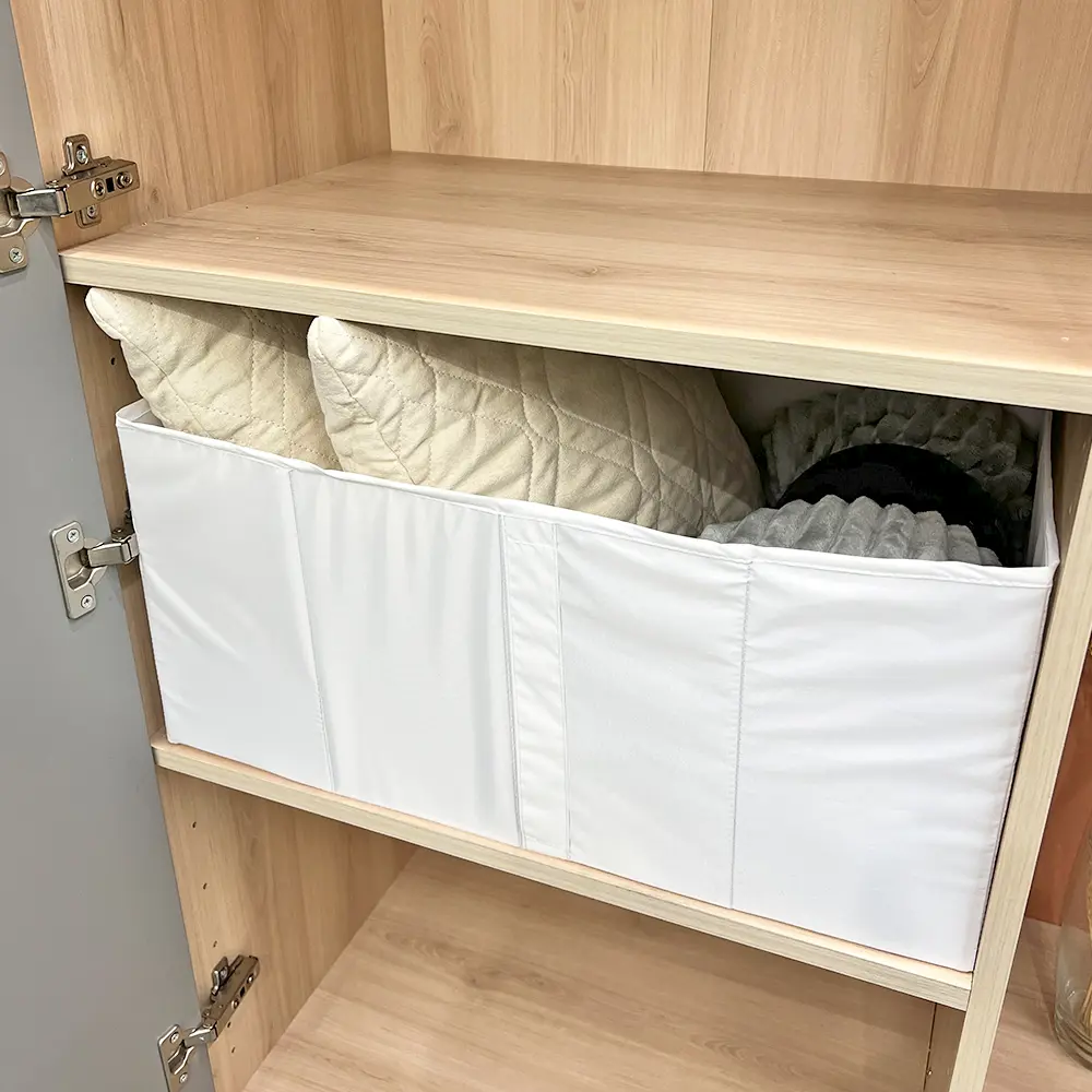 Короб для хранения без крышки 55x25x39 см полиэстер цвет белый - 10