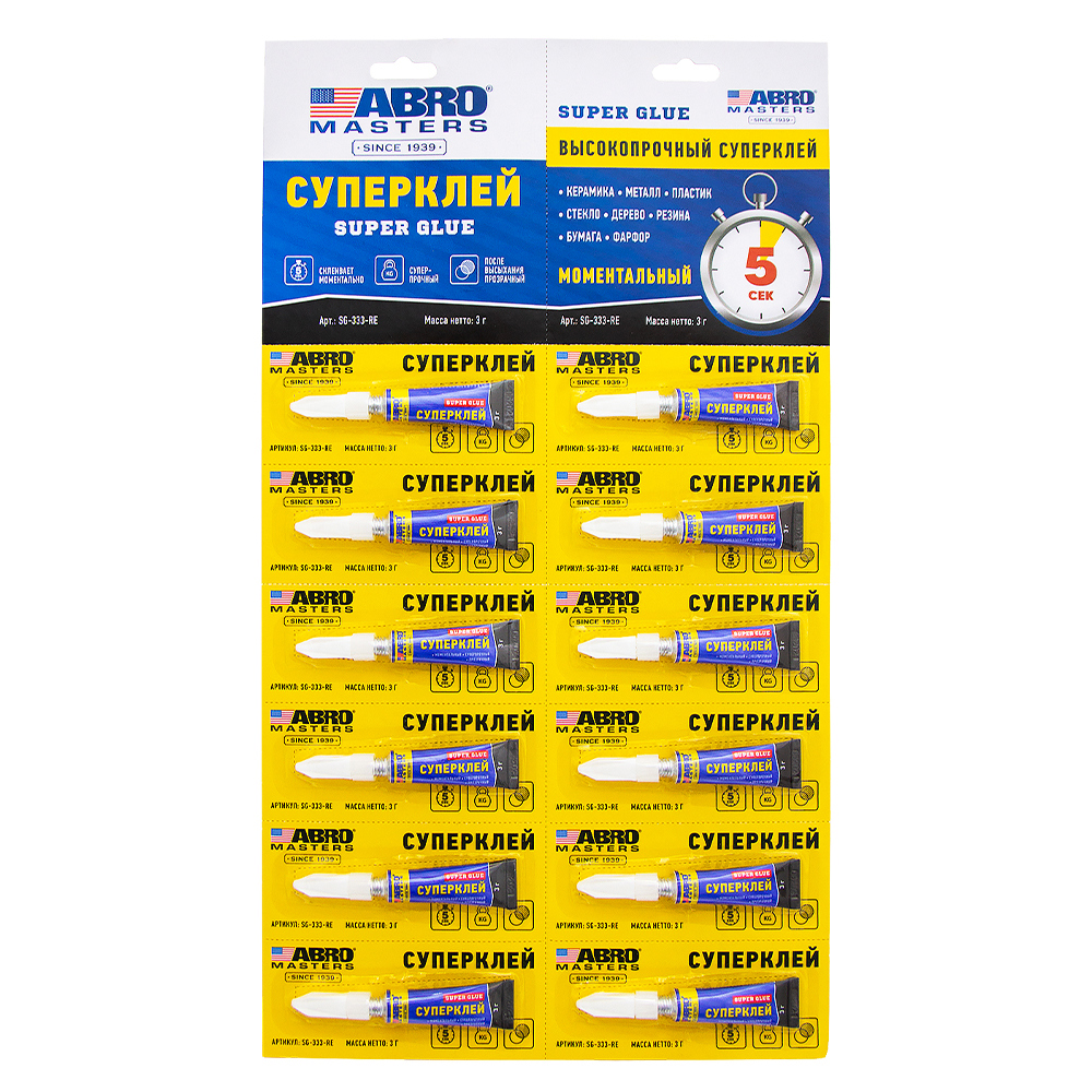 Изображение товара Суперклей ABRO SG-333-RE 3 г 12 шт