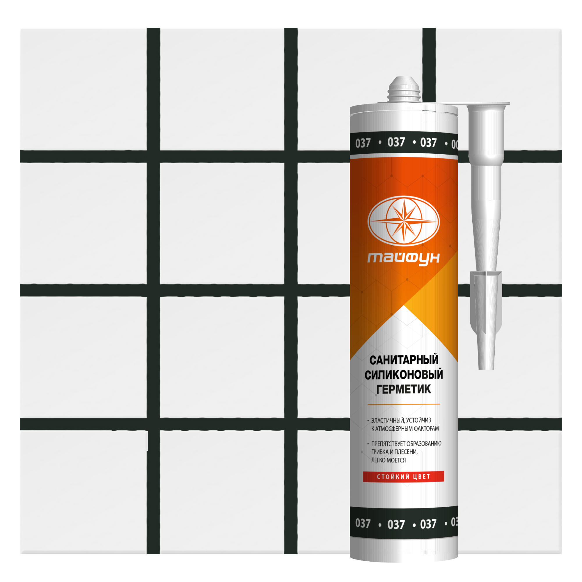 Изображение товара Герметик силиконовый Atlas Тайфун 037 цвет графит 280 мл