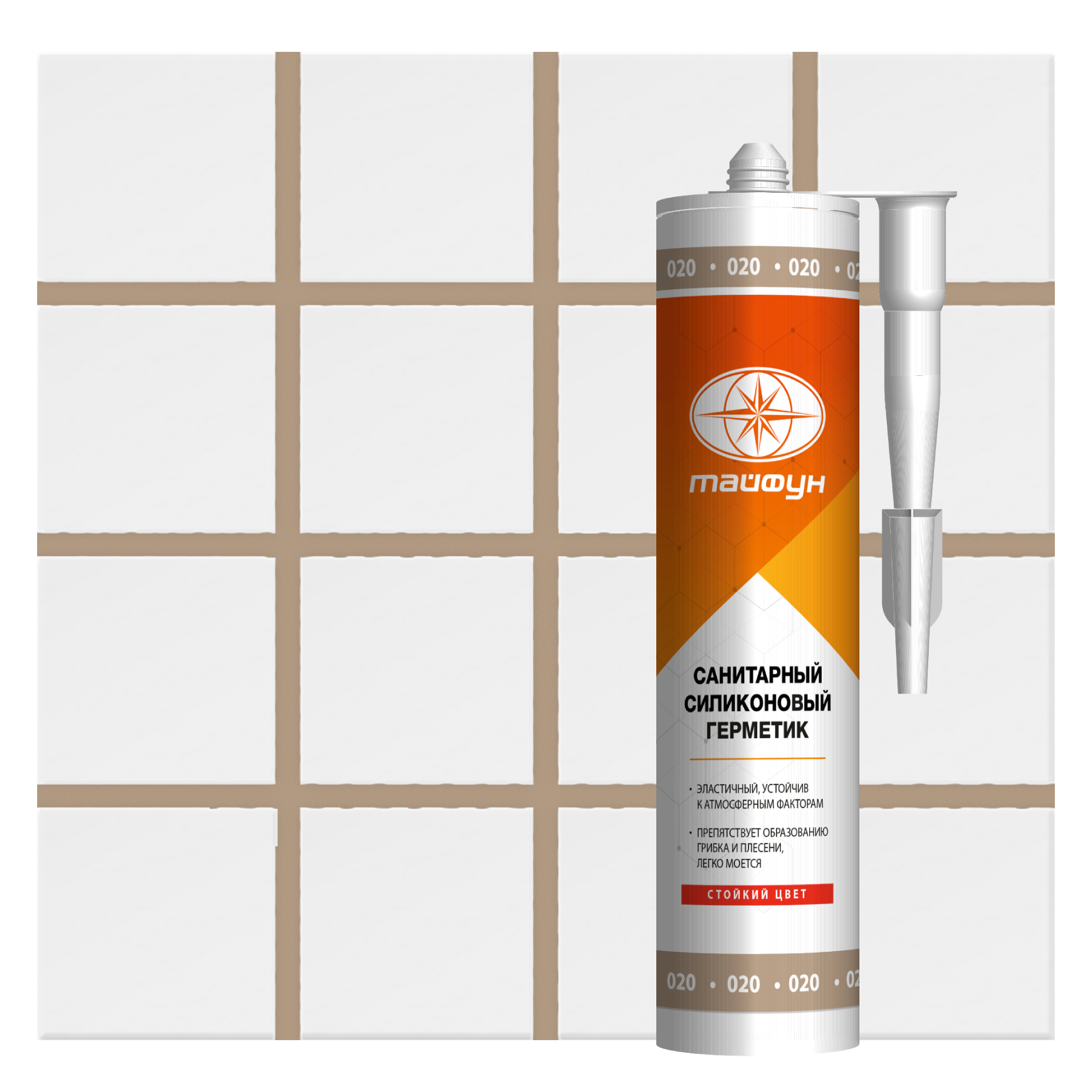 Изображение товара Герметик силиконовый Atlas Тайфун 020 цвет бежевый 280 мл