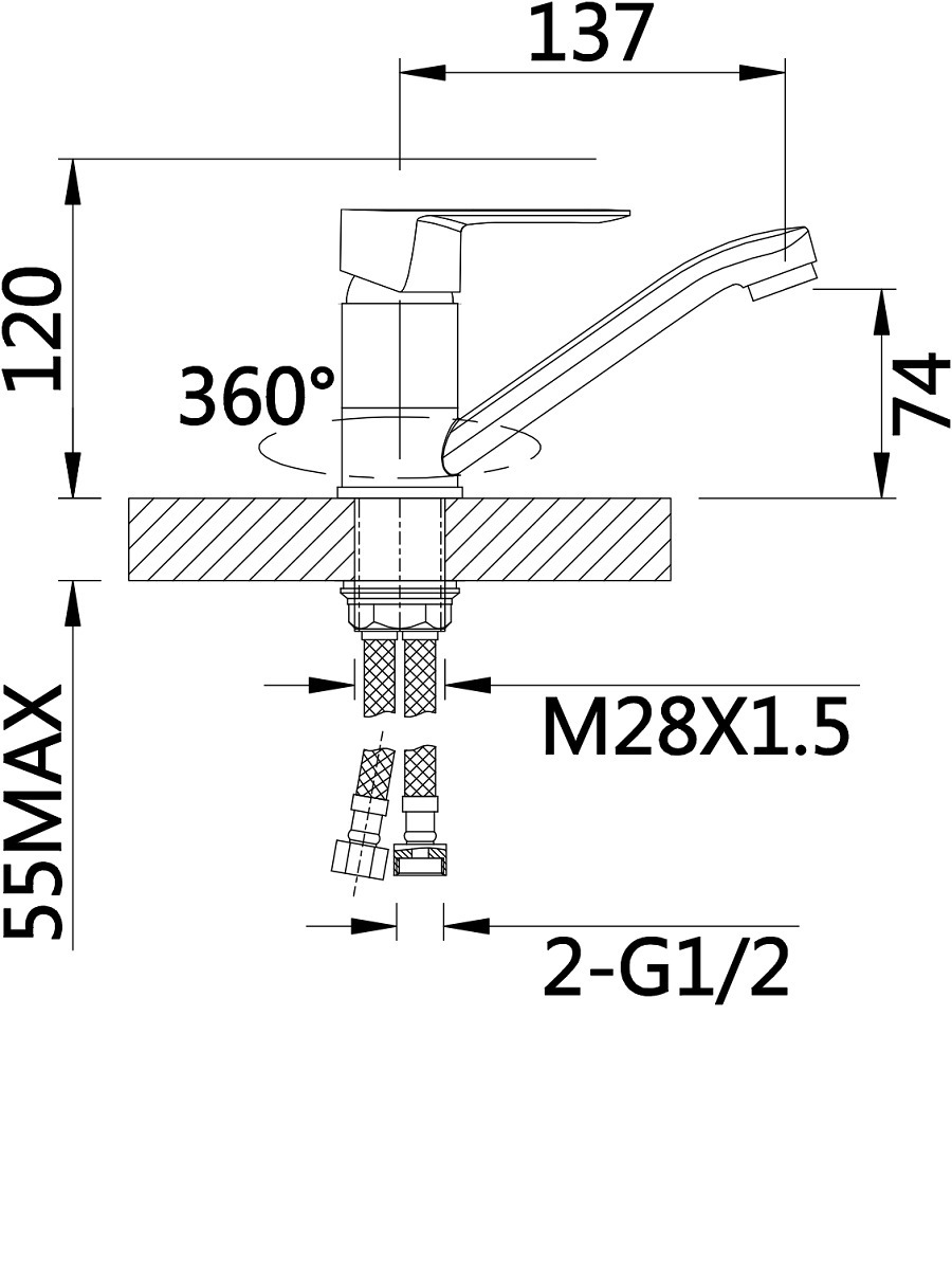 Изображение товара Однорычажный смеситель Mynah M45106 излив 7.4 см цвет хром для кухни