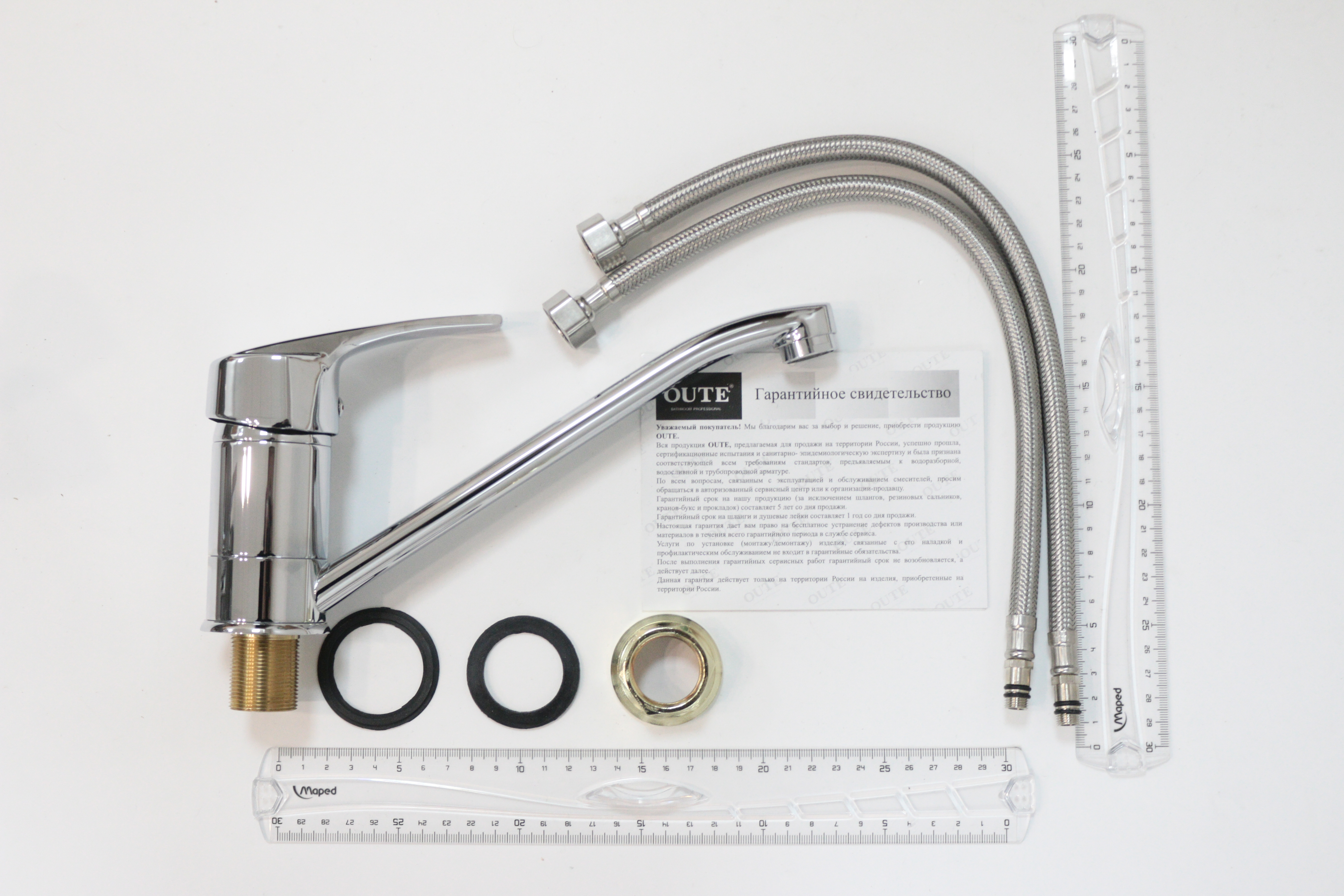 Изображение товара Однорычажный кухонный смеситель Oute T0603b 12 см хром латунь