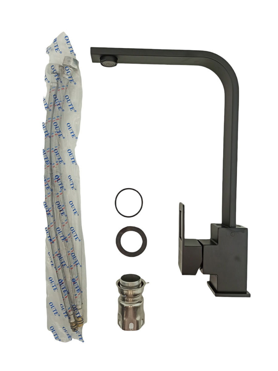 Изображение товара Однорычажный смеситель для кухни OUTE T40213bh черный из нержавеющей стали 34 см