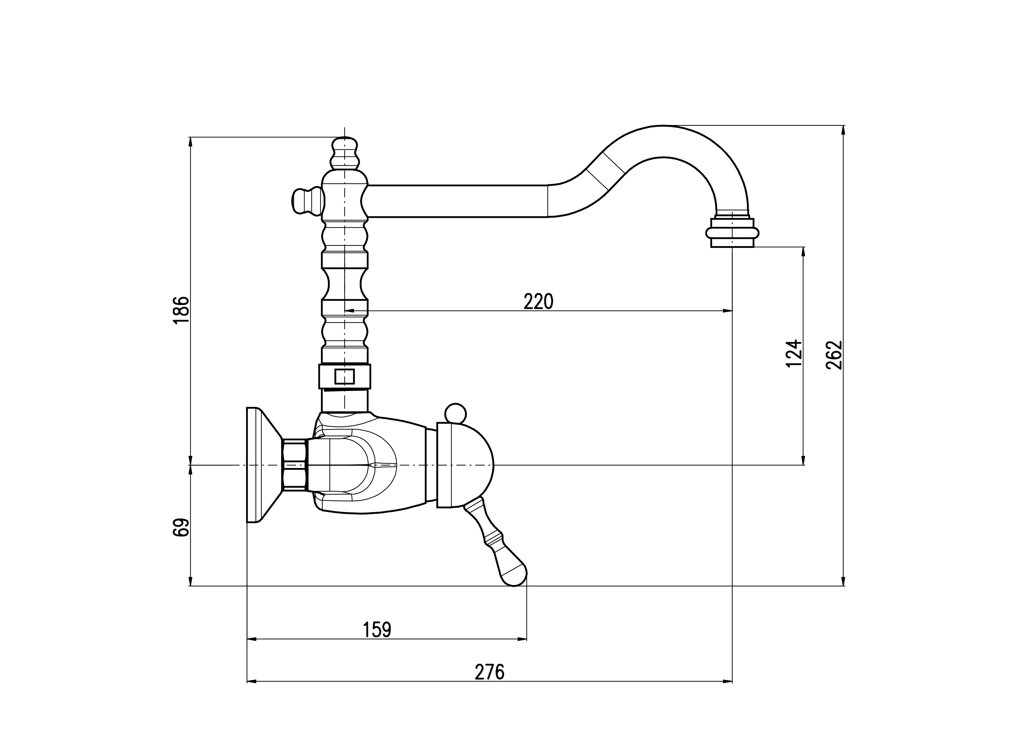 Изображение товара Однорычажный смеситель Ravslezak L502.5/28sm излив 262 см цвет бронза