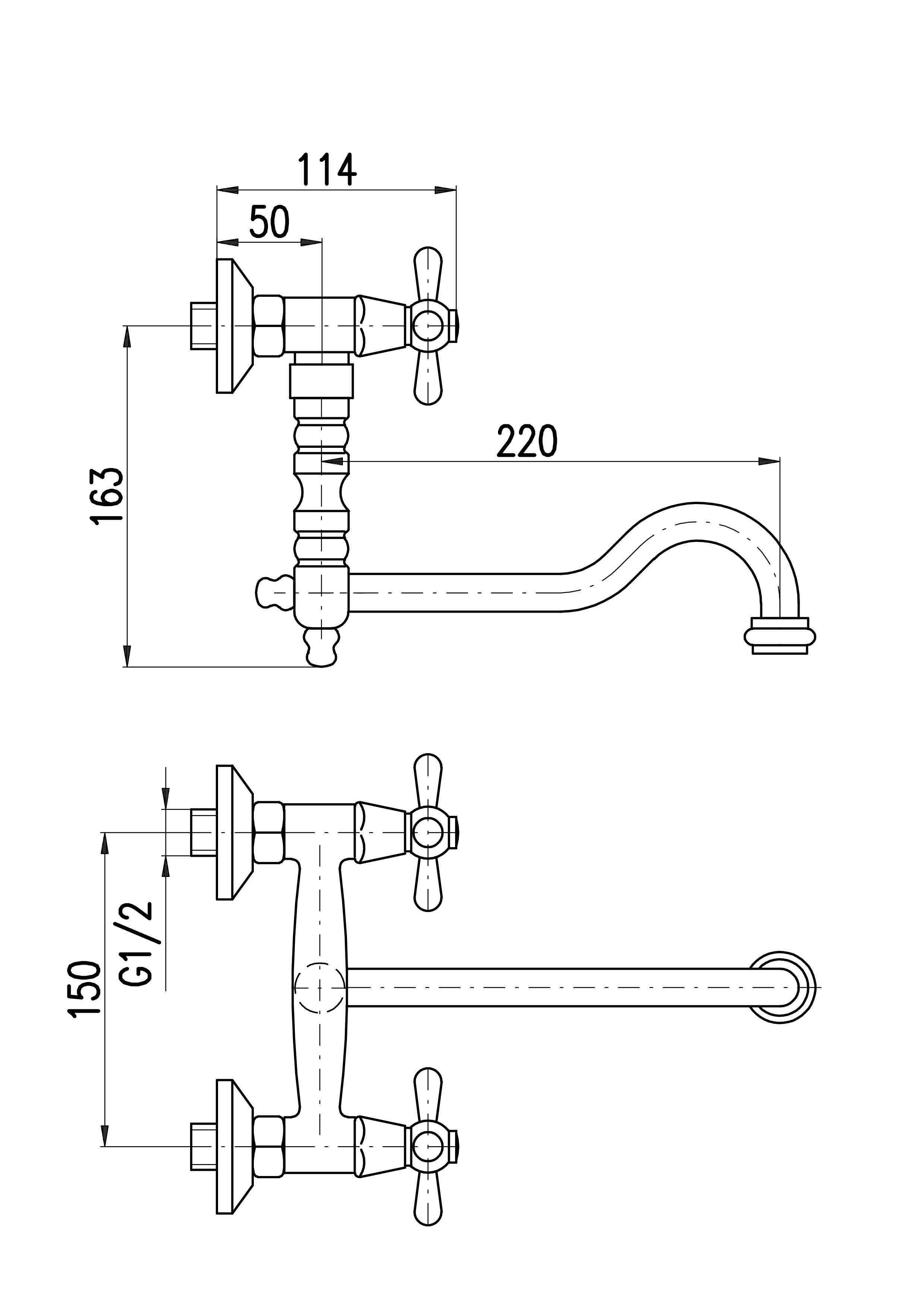 Изображение товара Двухвентильный смеситель Ravslezak Mk501.5/29sm излив 163 см цвет бронза