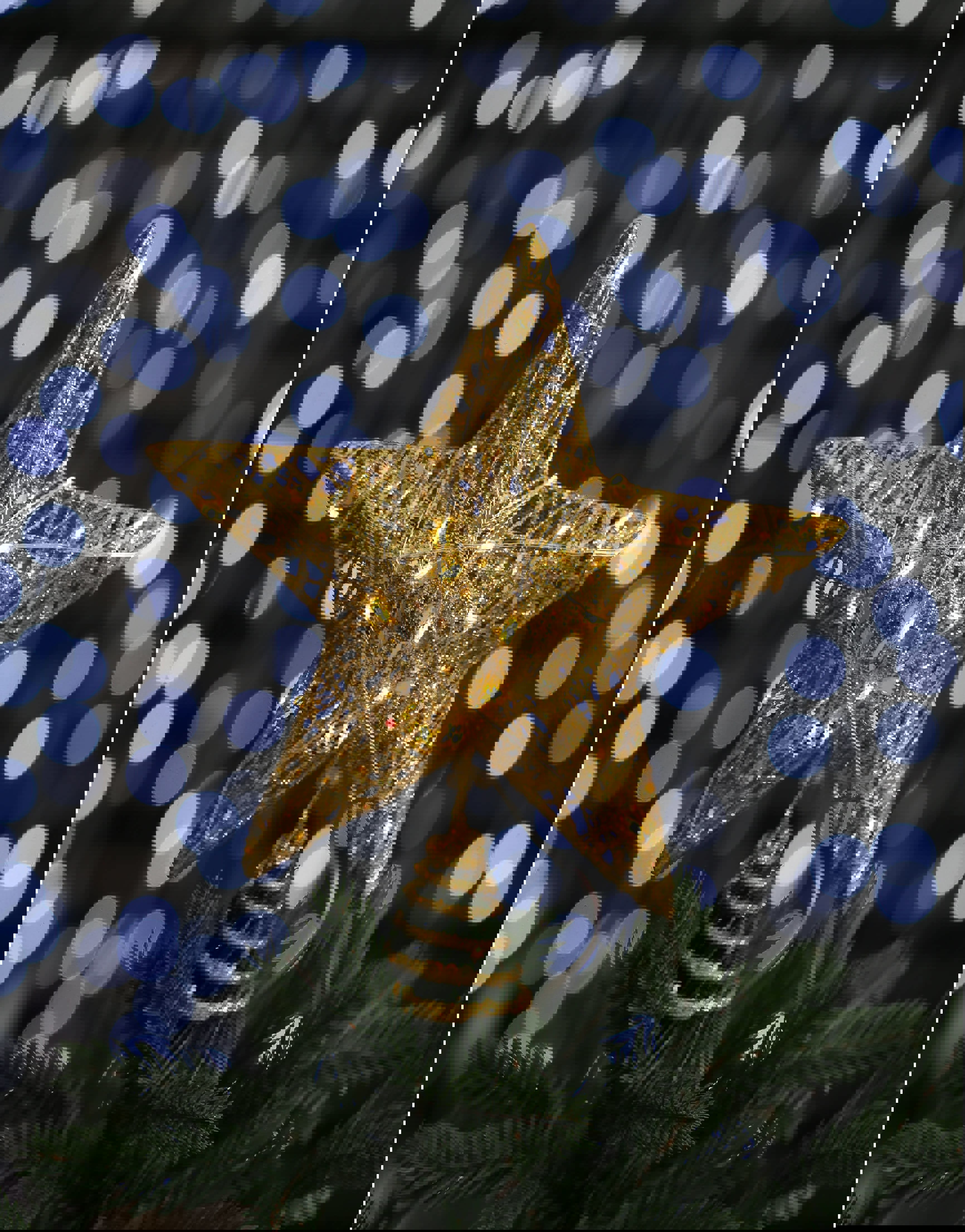 Изображение товара Верхушка на елку Merry green Звезда с диодами h 20 см жёлтый / золотой