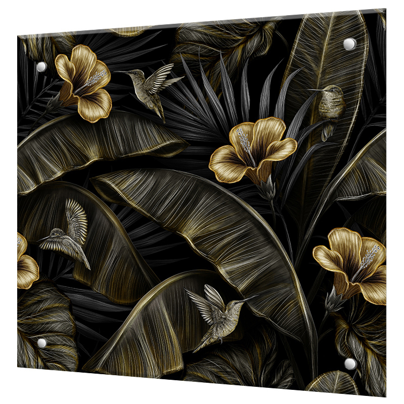 Изображение товара Защитный экран Borntoprint Цветы и птицы 60x60x0.4 см закаленное стекло цвет прозрачный