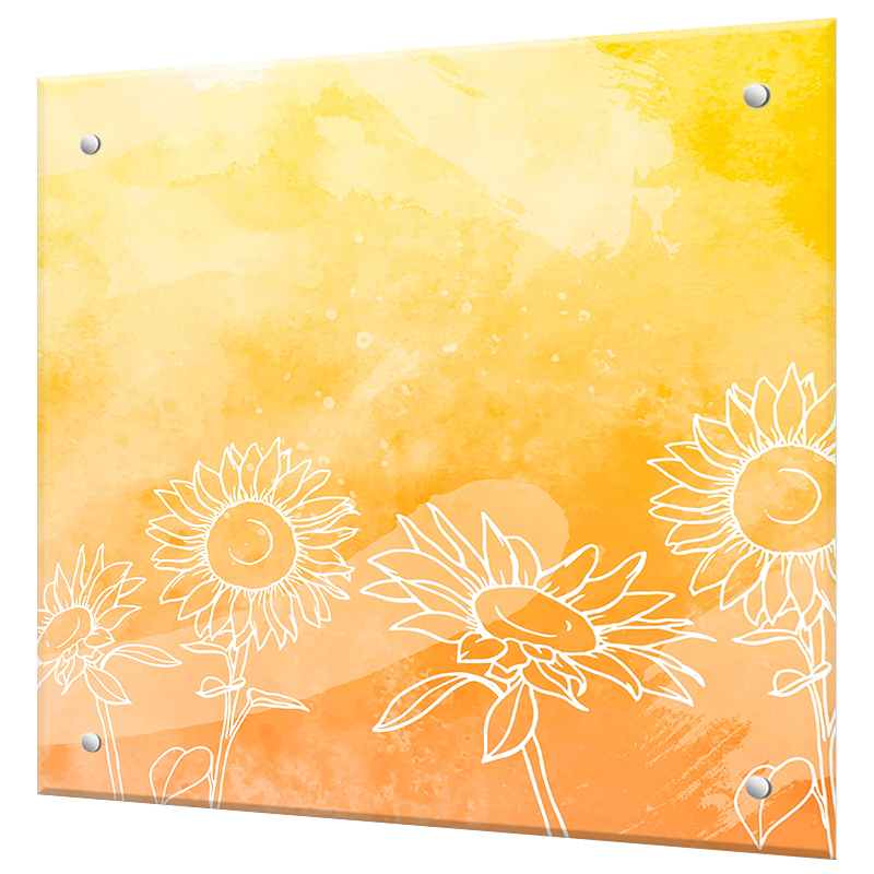 Изображение товара Защитный экран Borntoprint Одуванчики на желтом фоне 60x55x0.4 см закаленное стекло цвет прозрачный