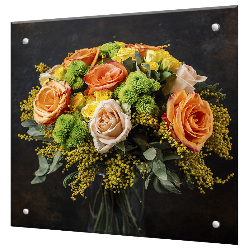 Изображение товара Защитный экран Borntoprint Букет розы и мимоз 60x50 см закаленное стекло