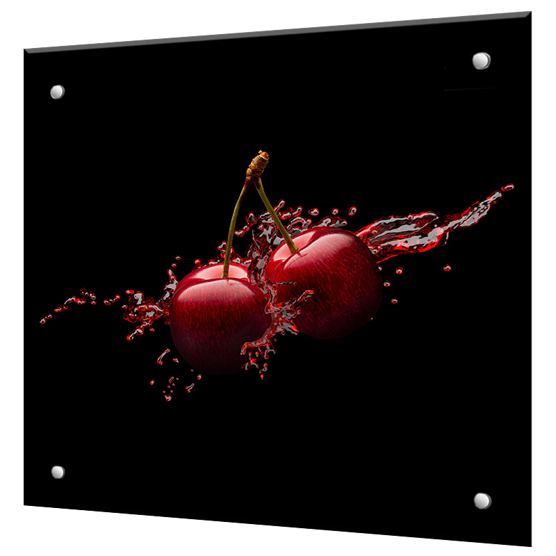 Изображение товара Защитный экран Borntoprint Сочная вишня 60x60x0.4 см закаленное стекло цвет прозрачный