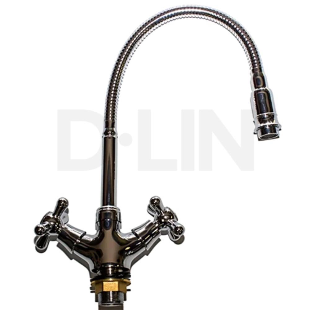 Изображение товара D-LIN D153819-T: двухвентильный смеситель для кухни, хром