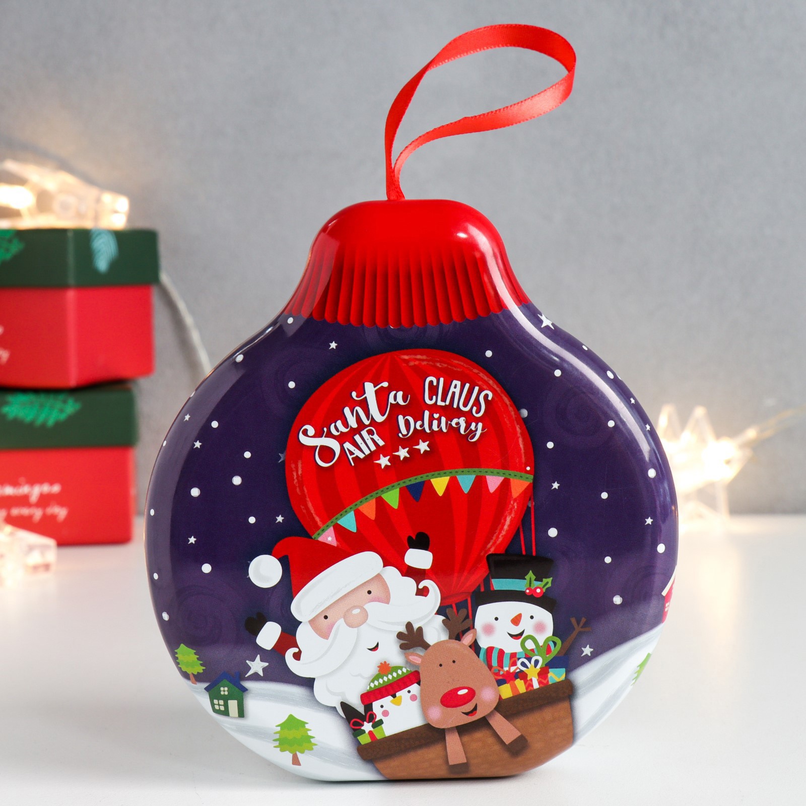 Изображение товара Шкатулка шар Новогодние друзья на воздушном шаре 4x11.5x12.7 см универсальный для украшений