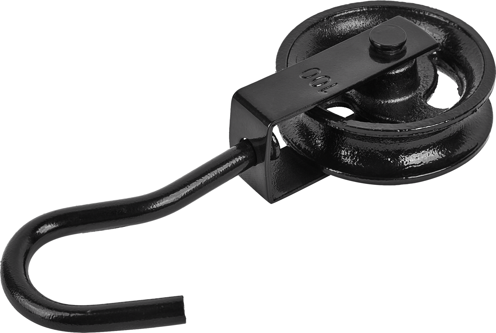 Блок для троса одинарный с крюком и металлическим шкивом 100 мм