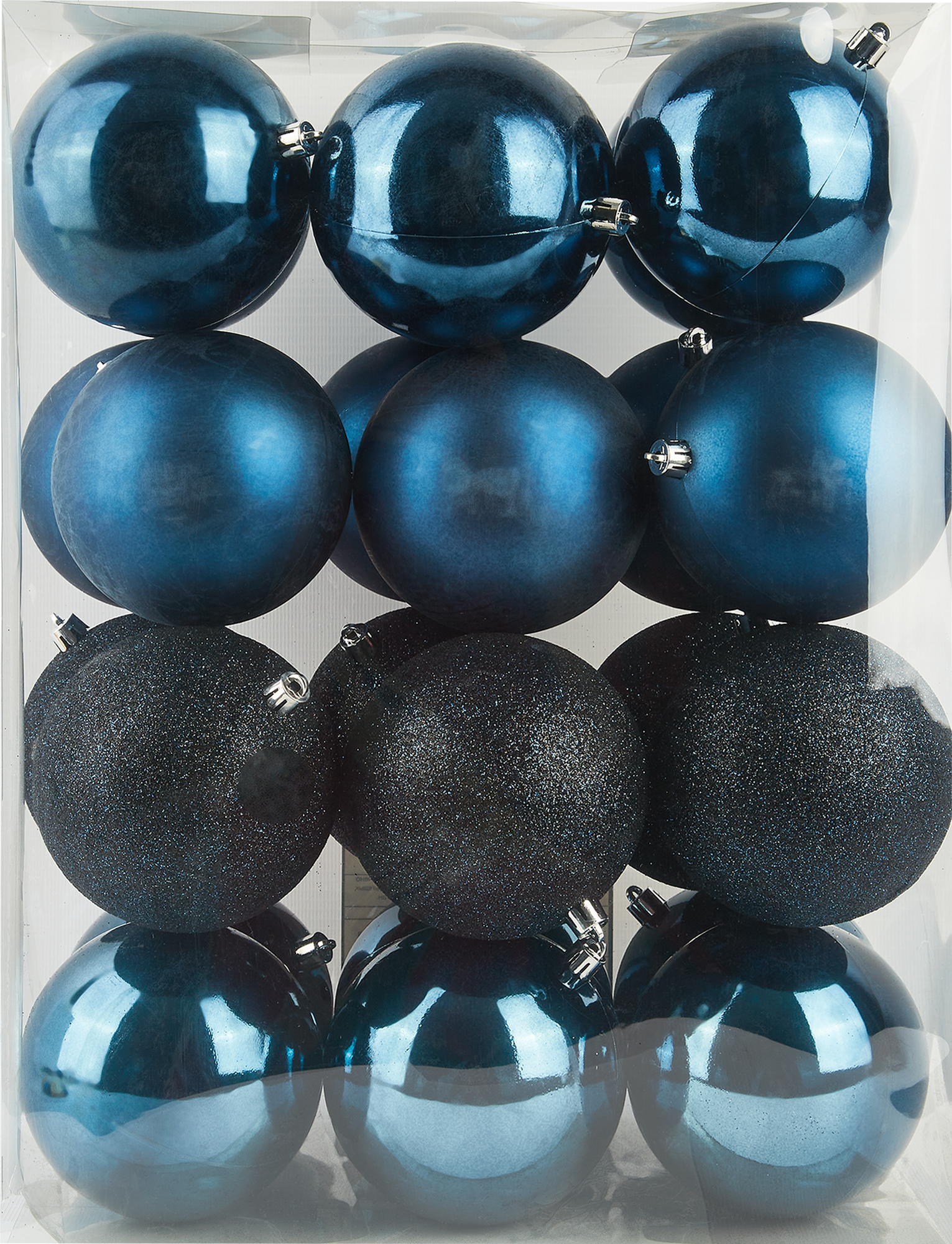 Изображение товара Набор елочных шаров ø10 см пластик голубой 24 шт