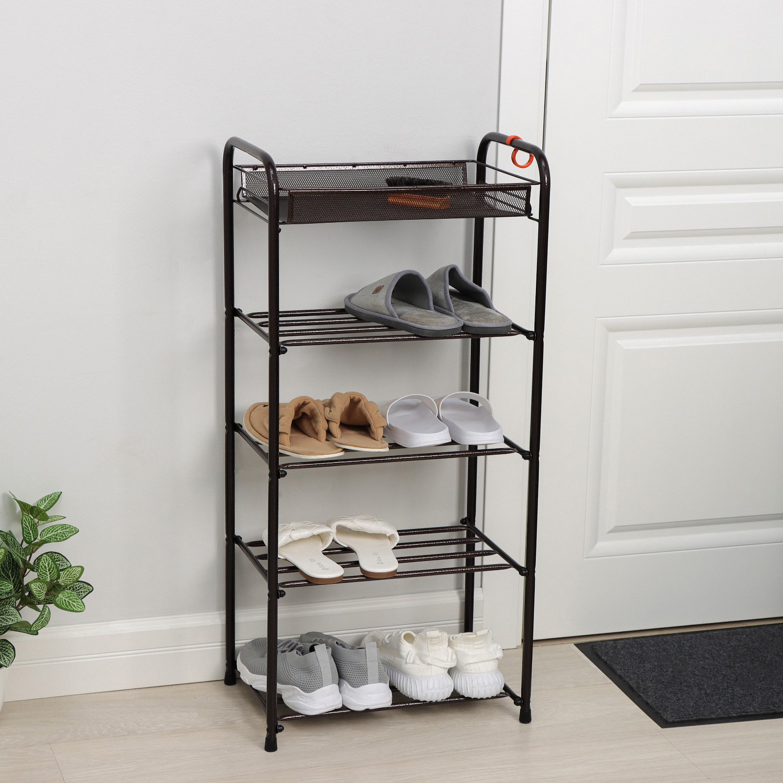 Изображение товара Обувница Зми 45x95x30 см металл медный антик практичная мебель для прихожей