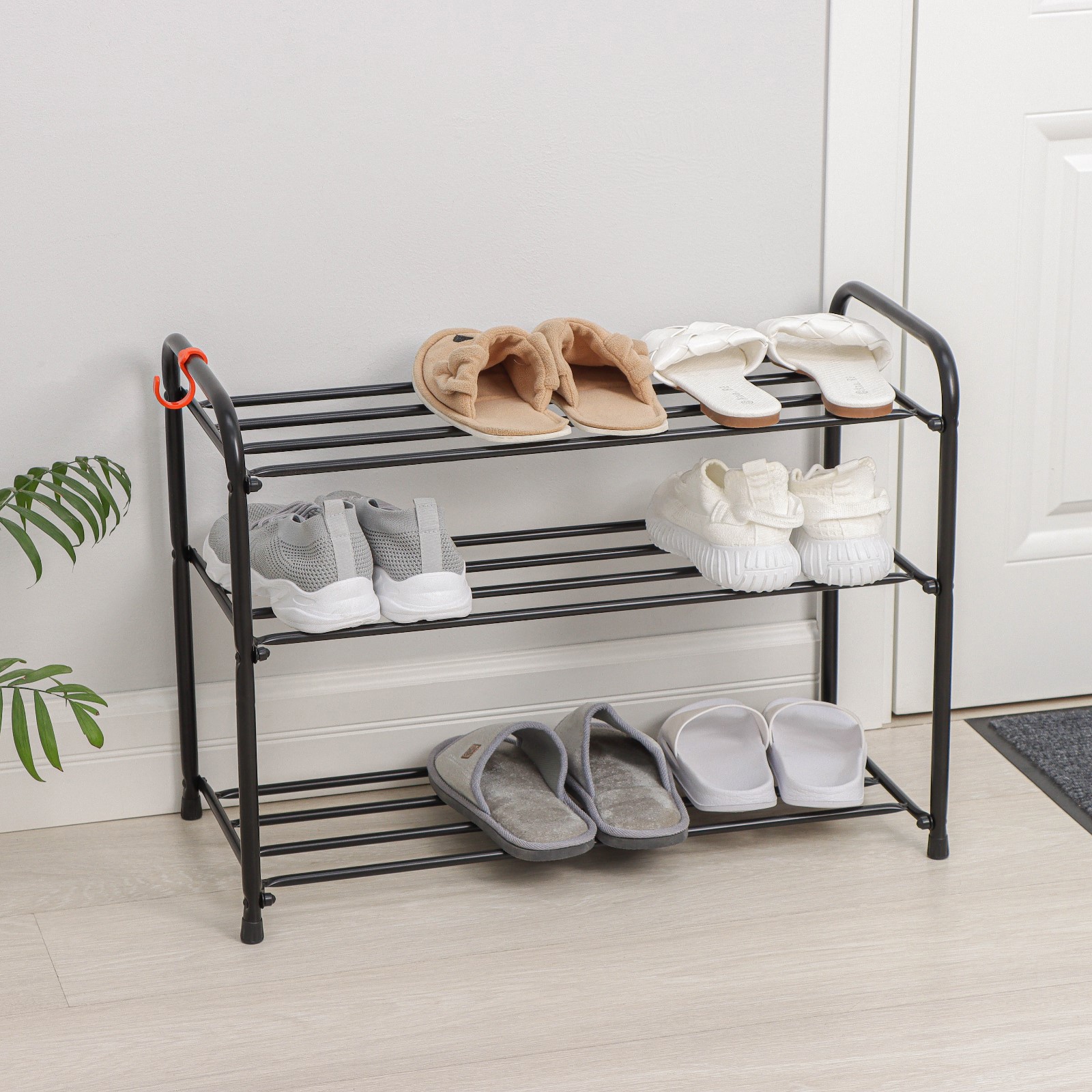 Изображение товара Обувница 3 полки Зми 65x48x30 см металл черная для прихожей