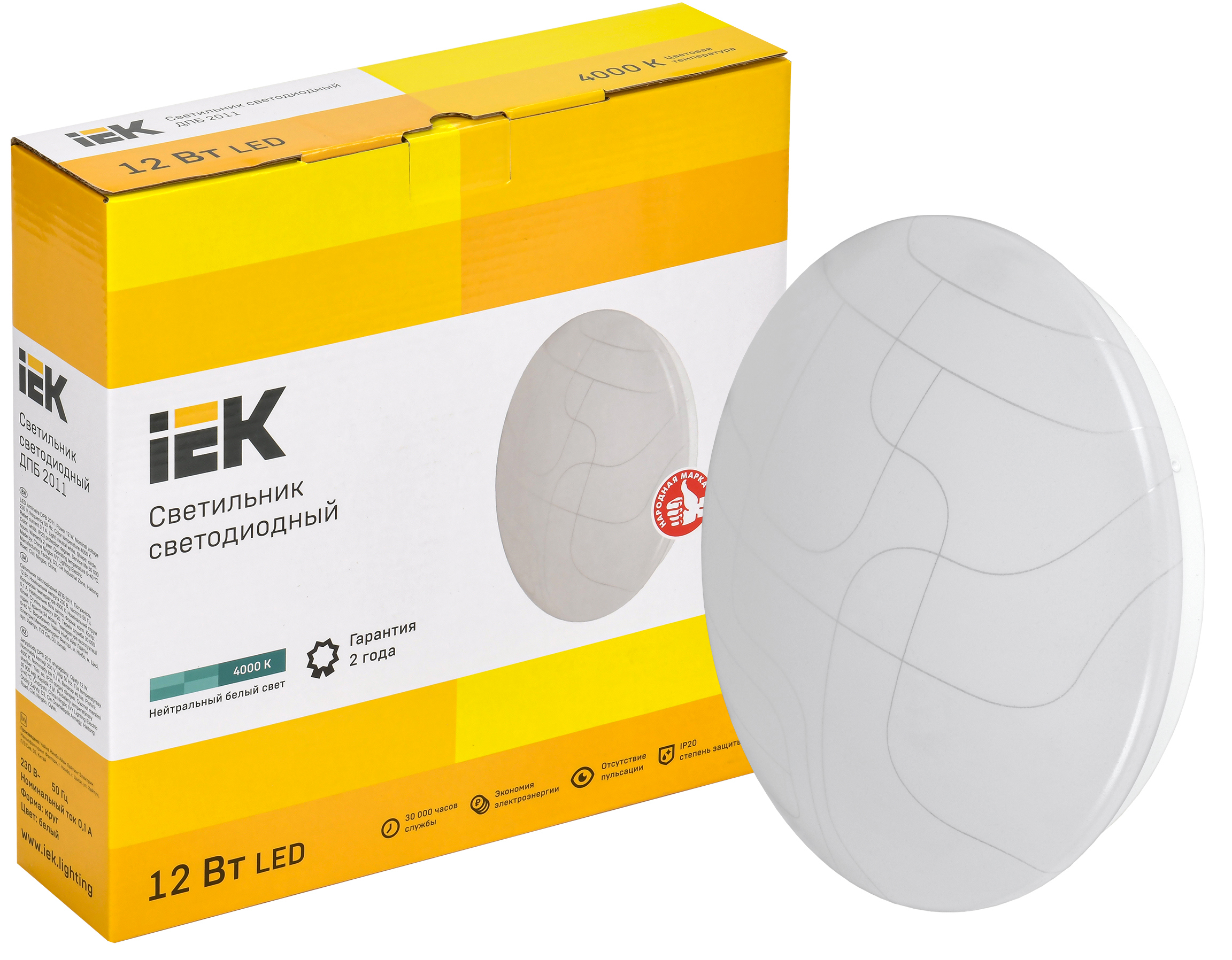 Изображение товара Настенно-потолочный светильник IEK LDPB0 2011 12 4000 K01 влагостойкий 8 м²