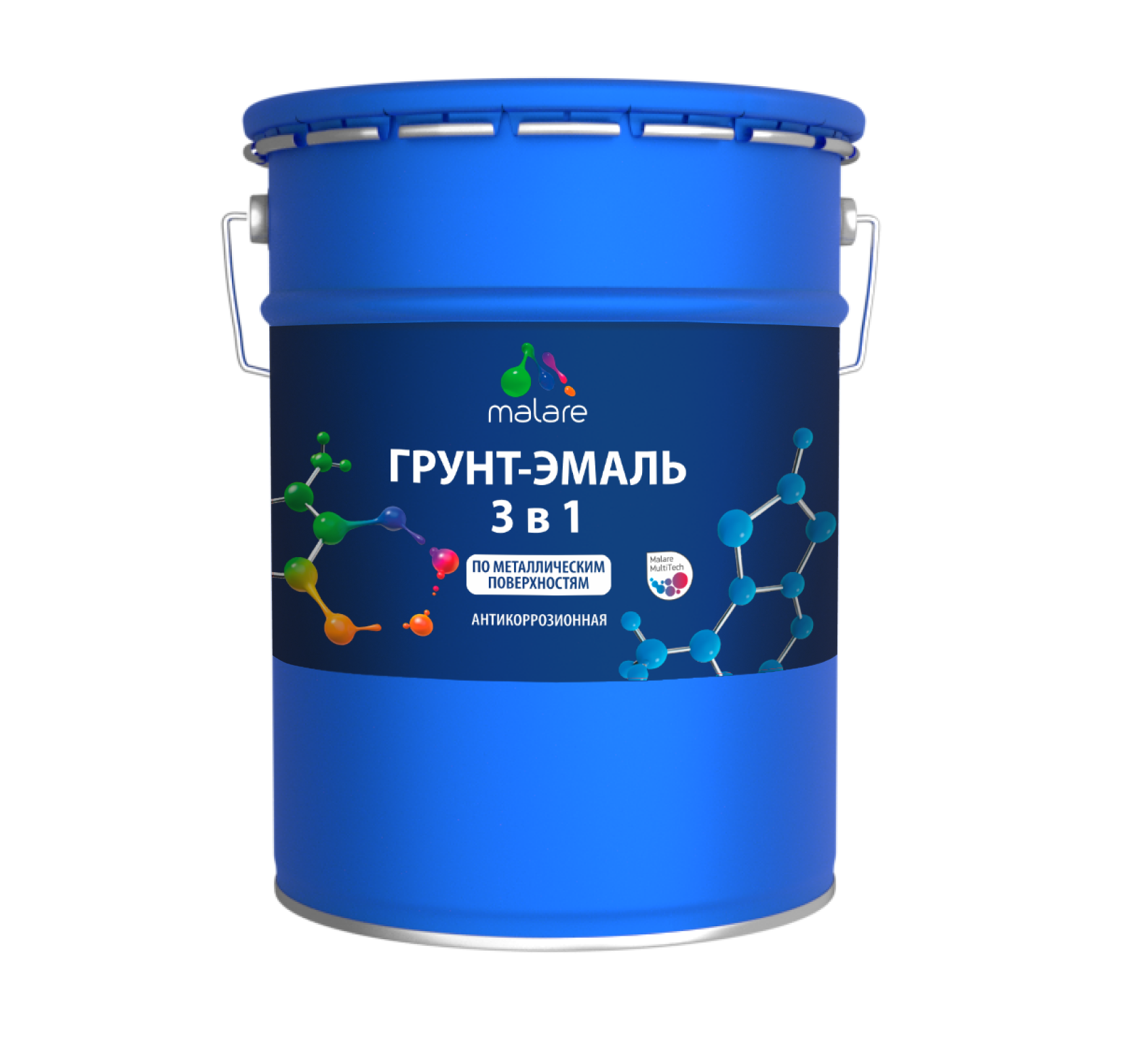 Изображение товара Грунт-эмаль 3 в 1 MALARE ГЭакрил116 цвет черный 18 кг