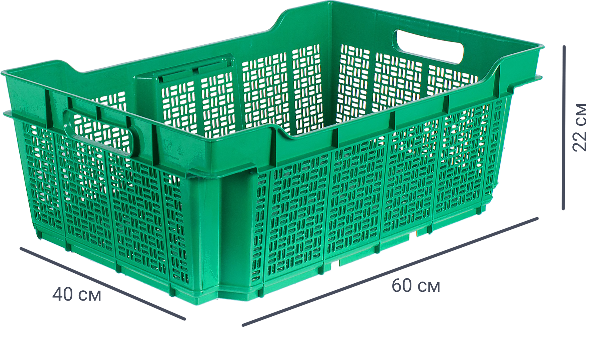 Изображение товара Многооборотный полимерный ящик 60x40x22 см жесткий для хранения и перевозки