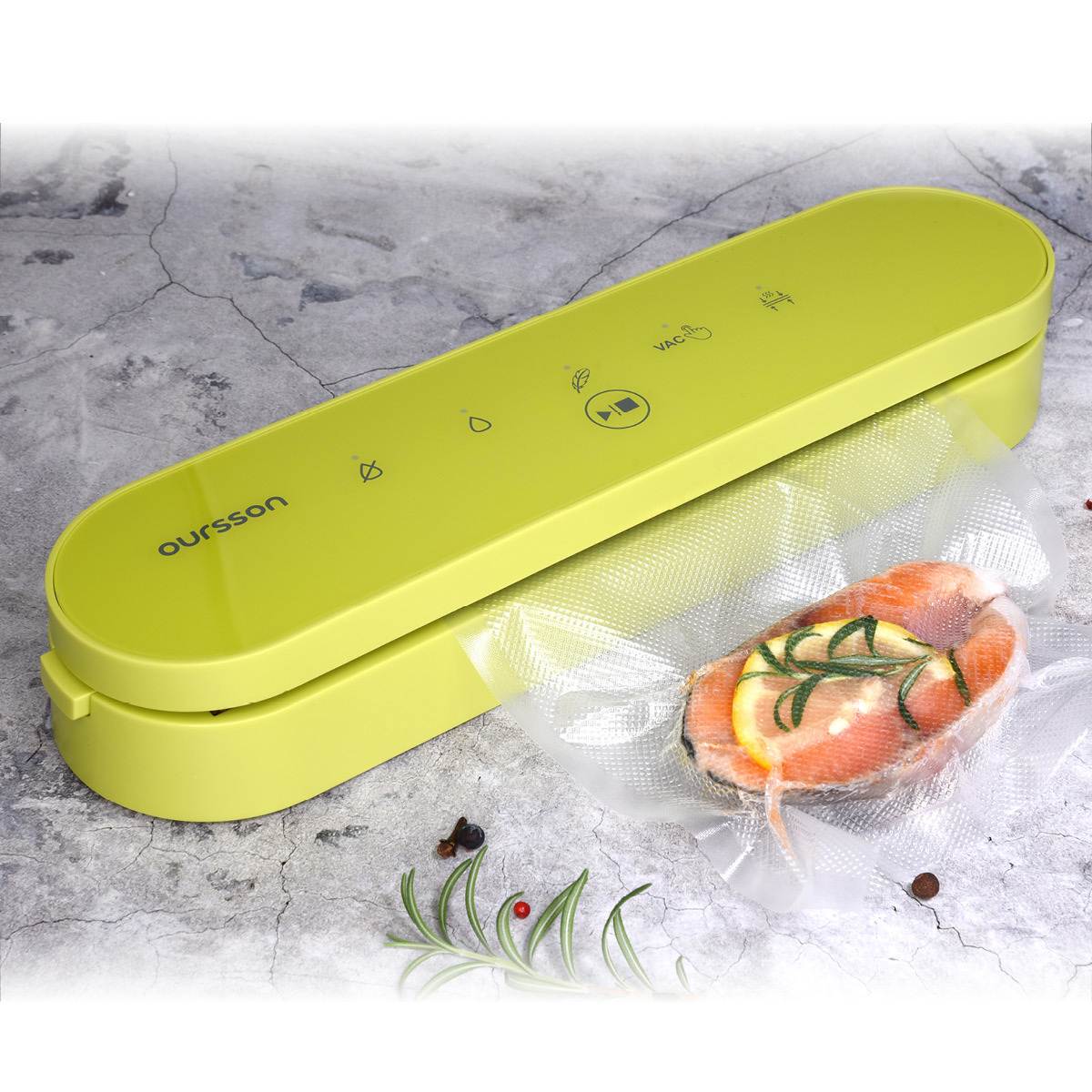Изображение товара Вакуумная упаковочная машина Oursson Vs0431 зеленое яблоко 90 Вт