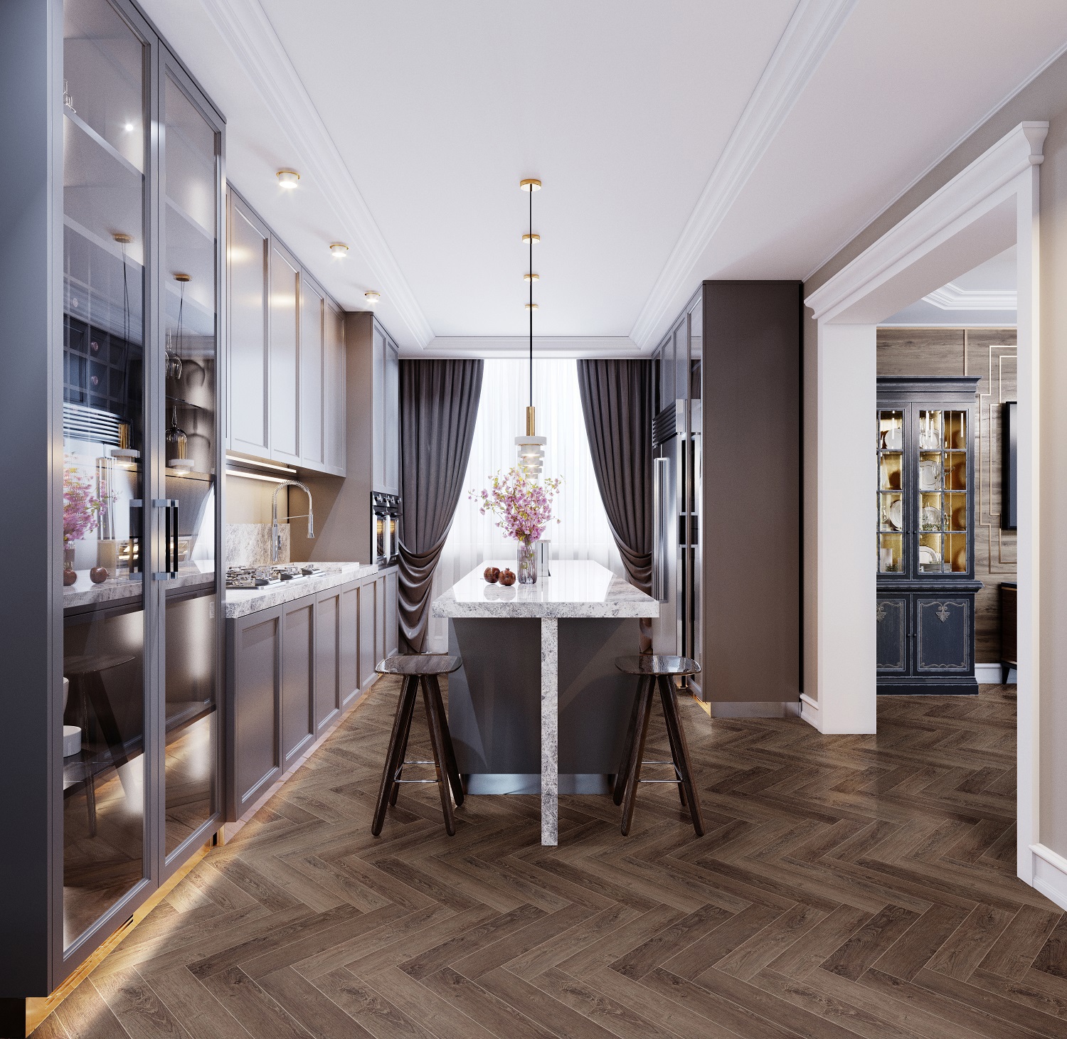 Изображение товара SPC плитка CronaFloor Herringbone Дуб Тулуза, влагостойкая, укладка елочкой