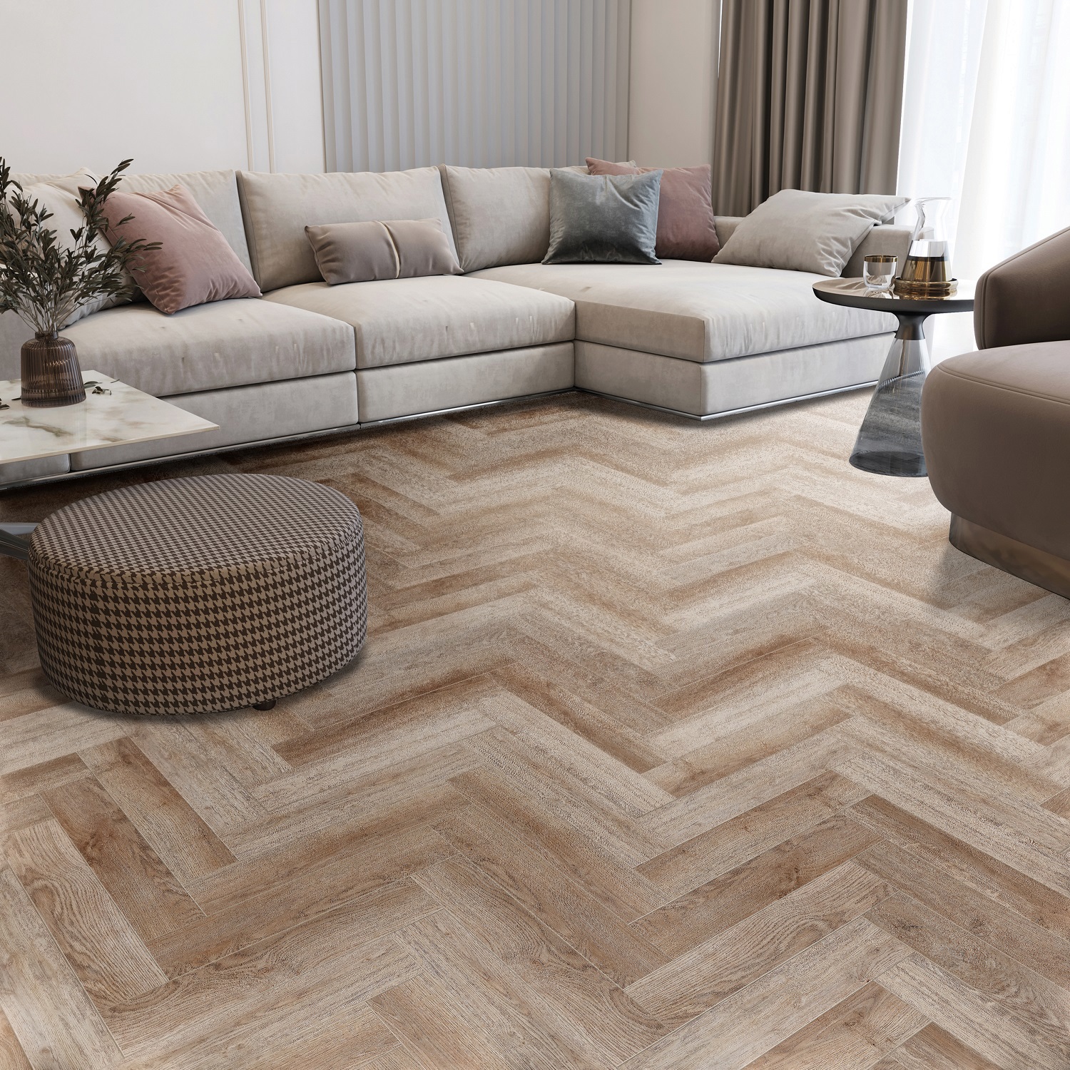 Изображение товара SPC плитка CronaFloor Herringbone Дуб Лилль 31 класс толщина 4.5 мм 1.31 м², цена за упаковку