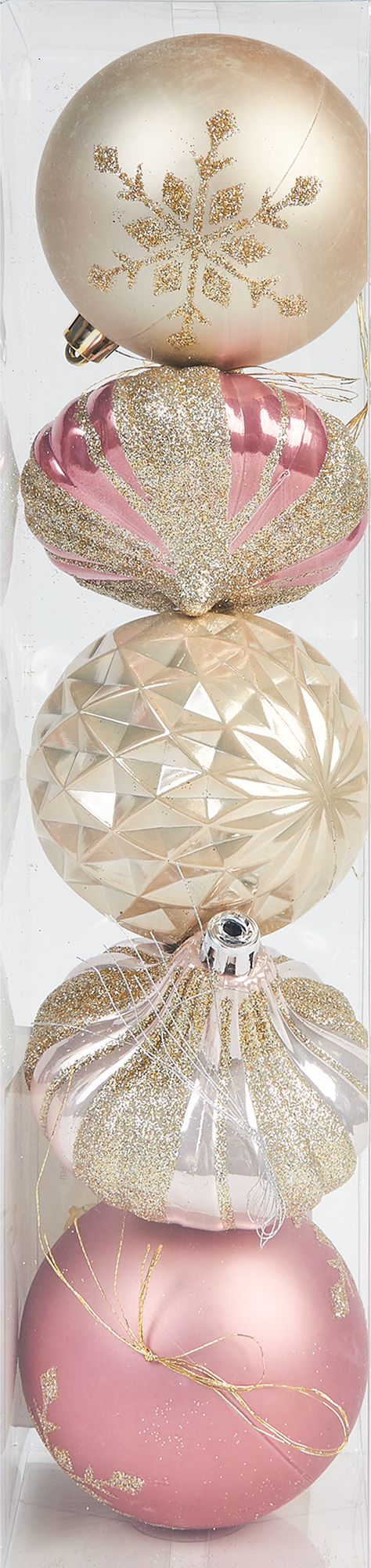 Изображение товара Набор елочных шаров Нежность ø8 см 5 шт пластиковый разноцветный