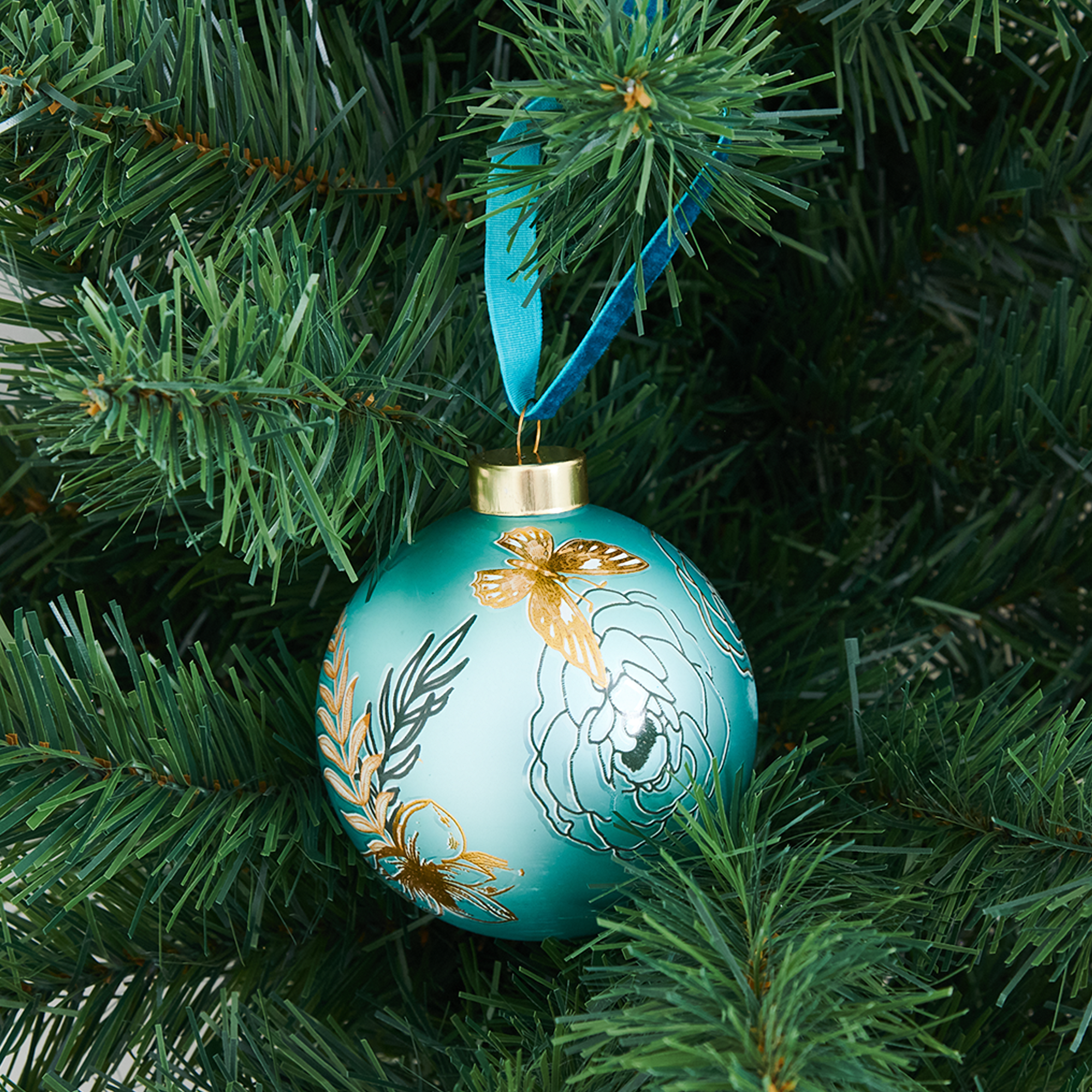 Изображение товара Елочный шар Ботаника 8x8 см цвет морской