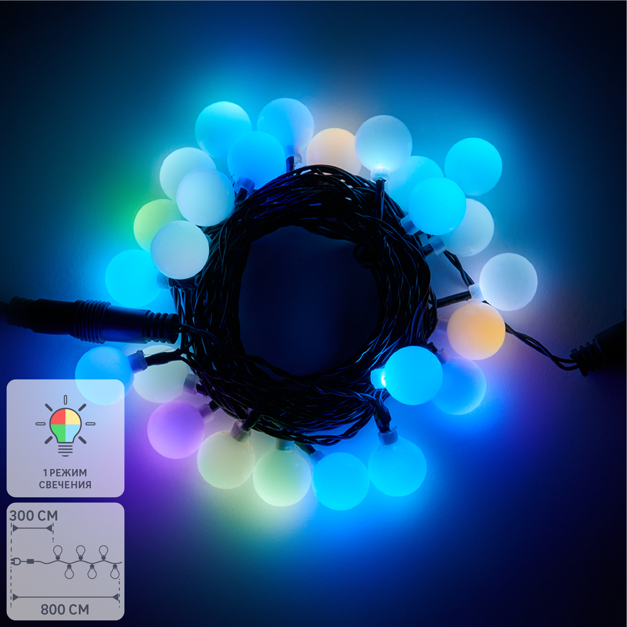 Изображение товара Электрогирлянда комнатная Нить 5м 30 ламп разноцветный IP20
