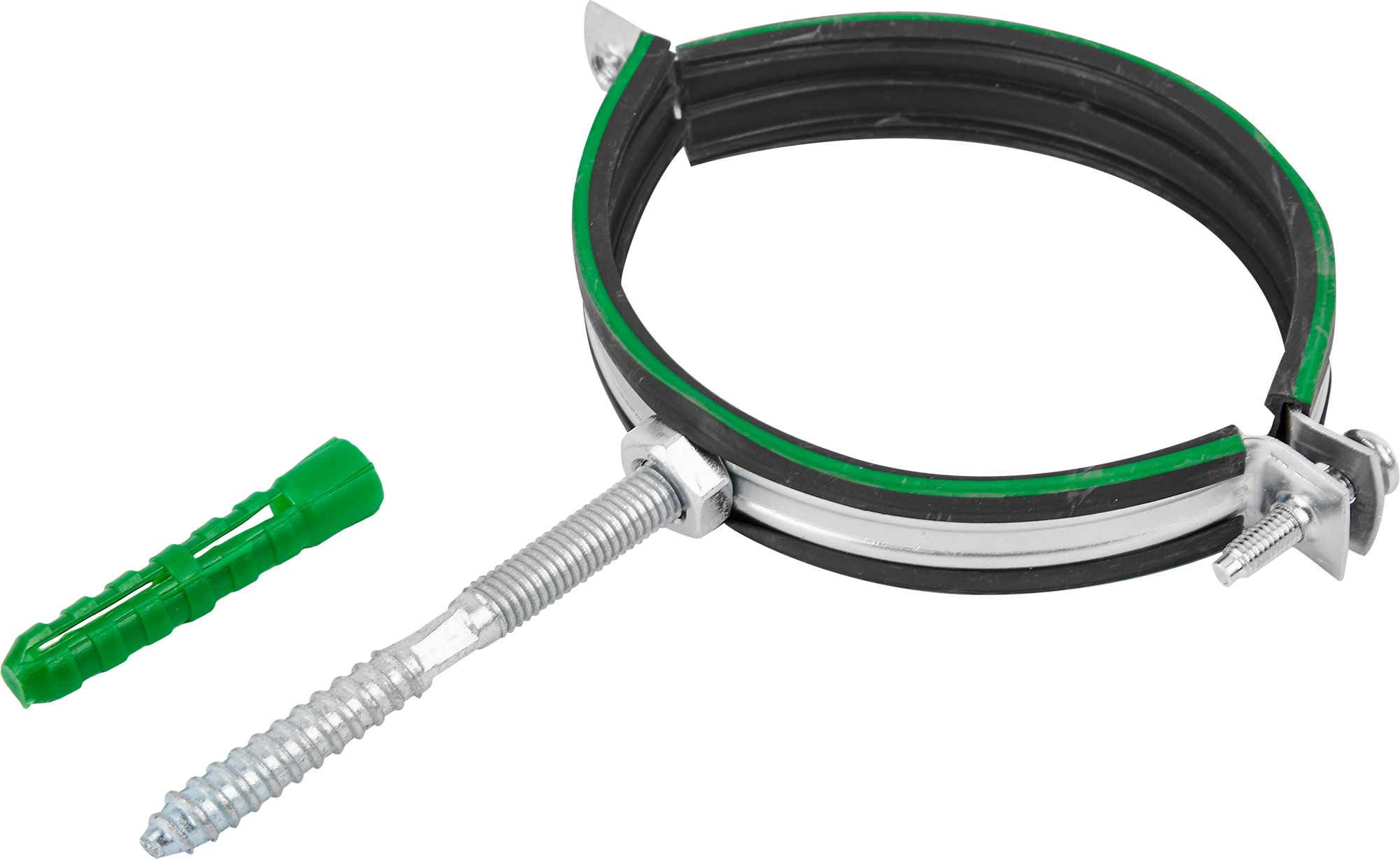 Хомут для труб Mayer 4" ø108-116 мм со шпилькой 10x100 и дюбелем гайка М10