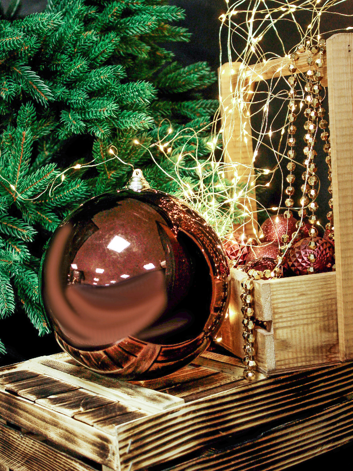 Изображение товара Елочный шар China dans 120SP01-01CF 12 см пластик коричневый