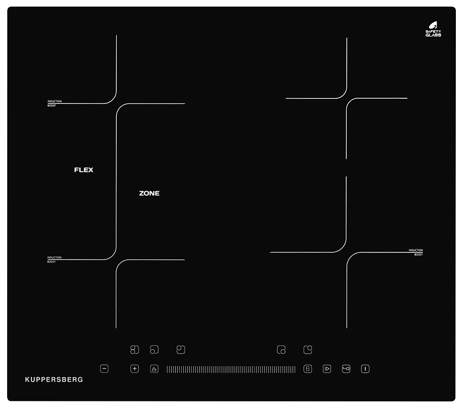 Изображение товара Индукционная варочная панель Kuppersberg ICS 612 4 конфорки черная стеклокерамика
