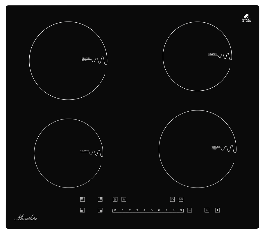 Изображение товара Индукционная варочная панель Monsher MHI 6102 59 см 4 конфорки черная