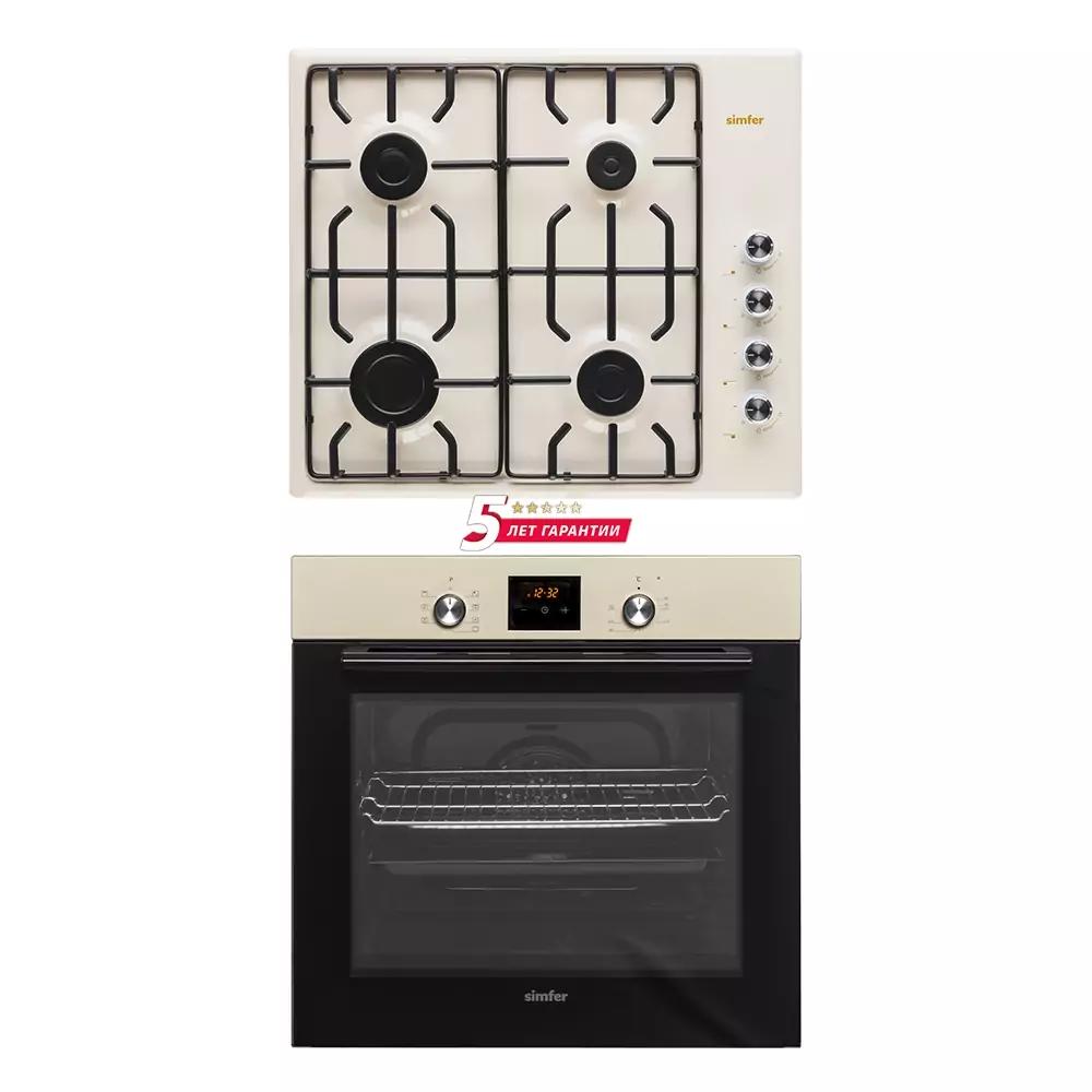 Изображение товара Комплект бытовой техники Simfer S66R471 встраиваемый бежевый газовая плита и электрический духовка